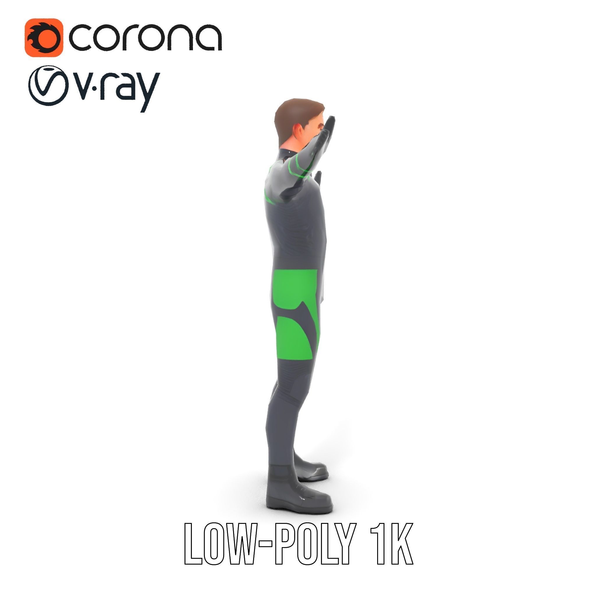 Futuristic Urban Warrior Rigged and Animated D Character Model Low-poly 3D model_31