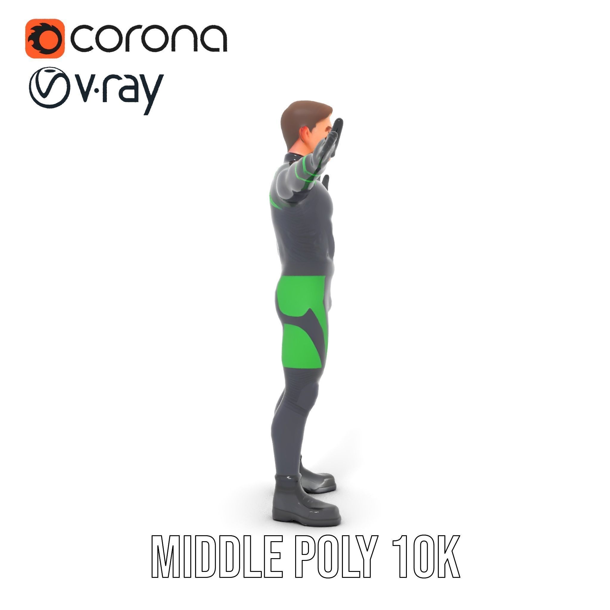 Futuristic Urban Warrior Rigged and Animated D Character Model Low-poly 3D model_33