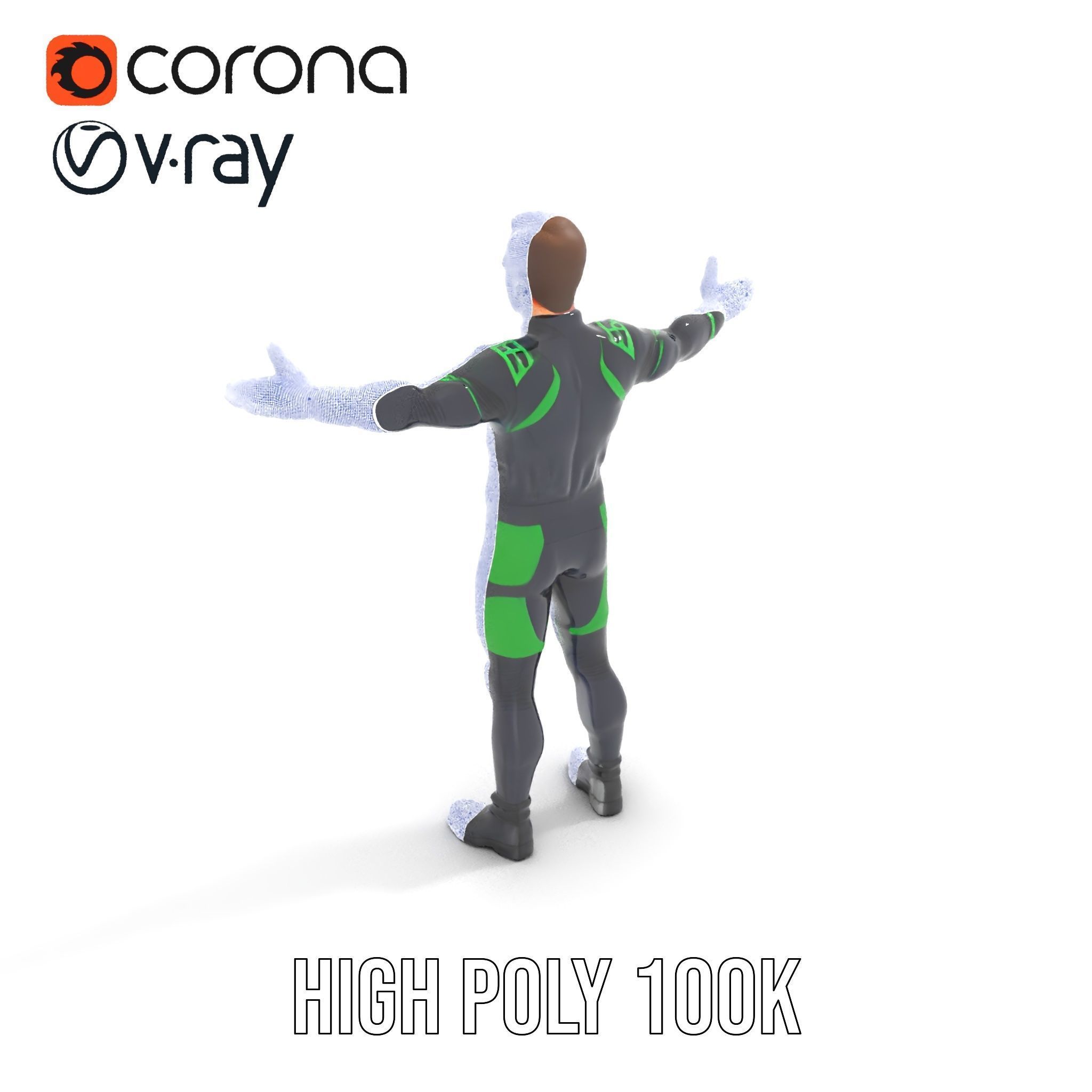 Futuristic Urban Warrior Rigged and Animated D Character Model Low-poly 3D model_35