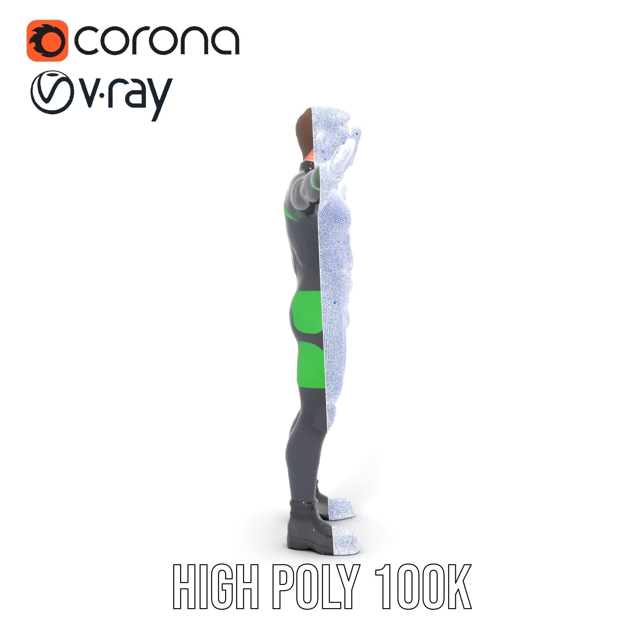 Futuristic Urban Warrior Rigged and Animated D Character Model Low-poly 3D model_36