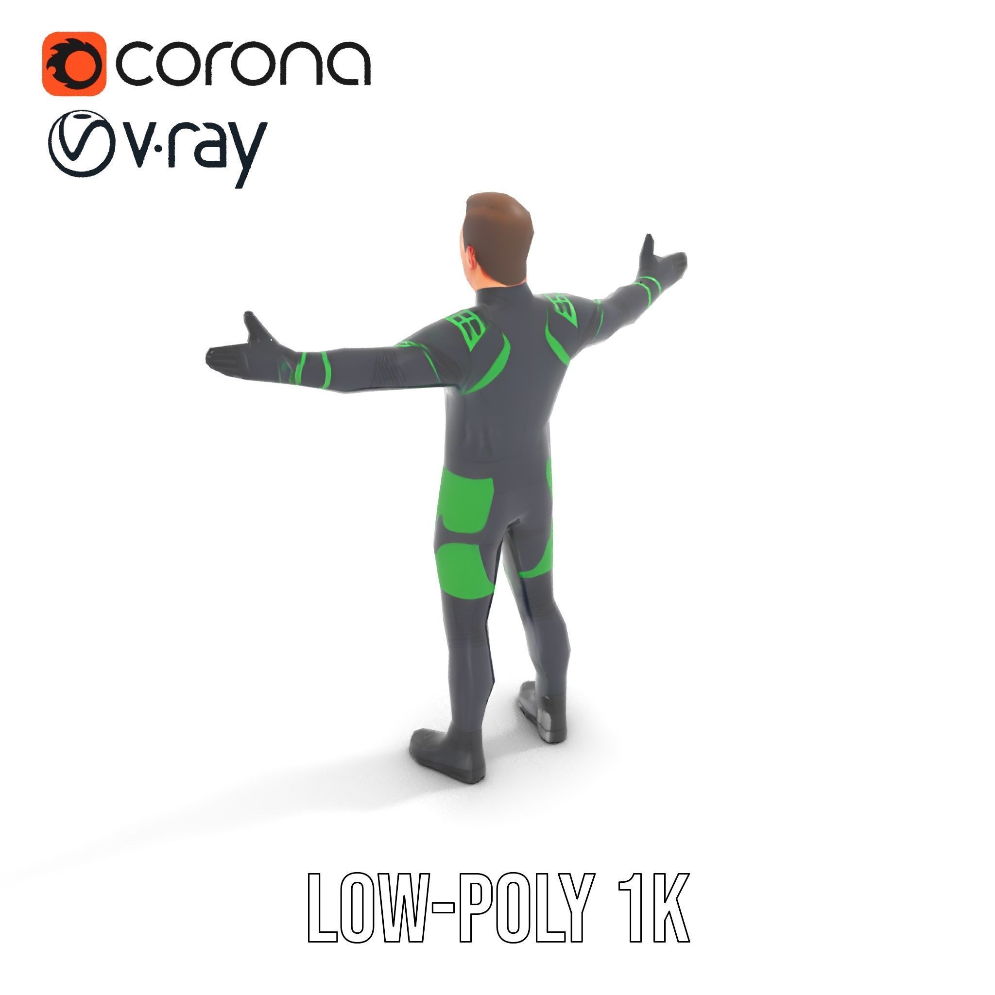 Futuristic Urban Warrior Rigged and Animated D Character Model Low-poly 3D model_8