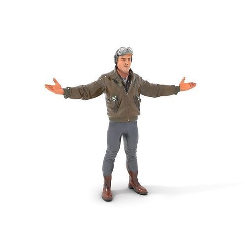 Aviator Character Rigged and Animated with Jacket and Boots Low-poly 3D model