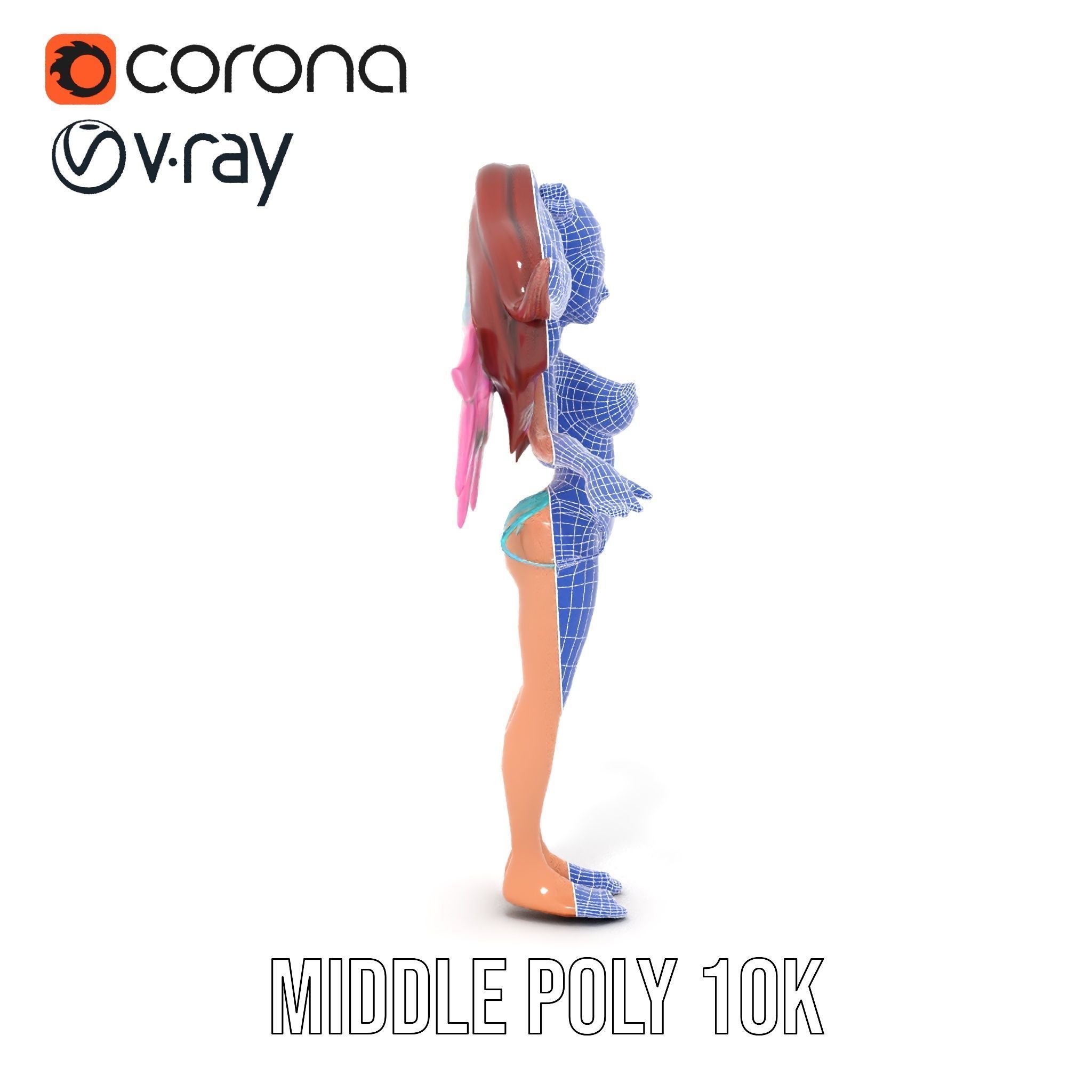 Fantasy Fairy Character Model with Wings Rigged and Animated Low-poly 3D model_30