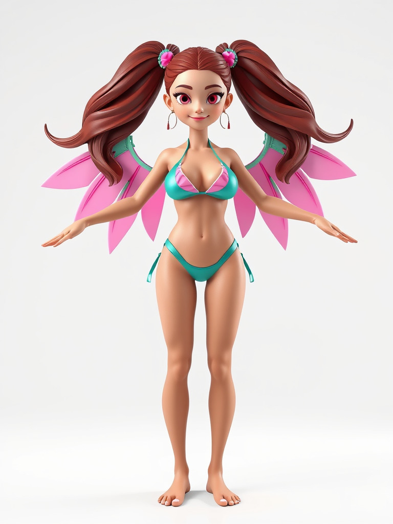 Fantasy Fairy Character Model with Wings Rigged and Animated Low-poly 3D model_2