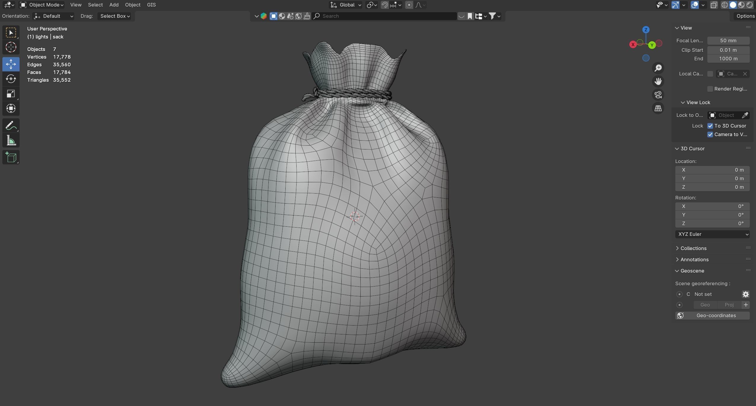 Sack 2  Low-poly 3D model_7