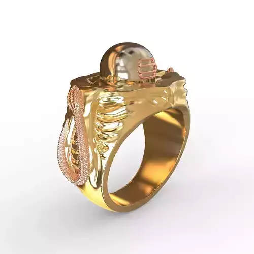 3d Ring model of  Snake And Shivling Ring  3D Printable Jewelry