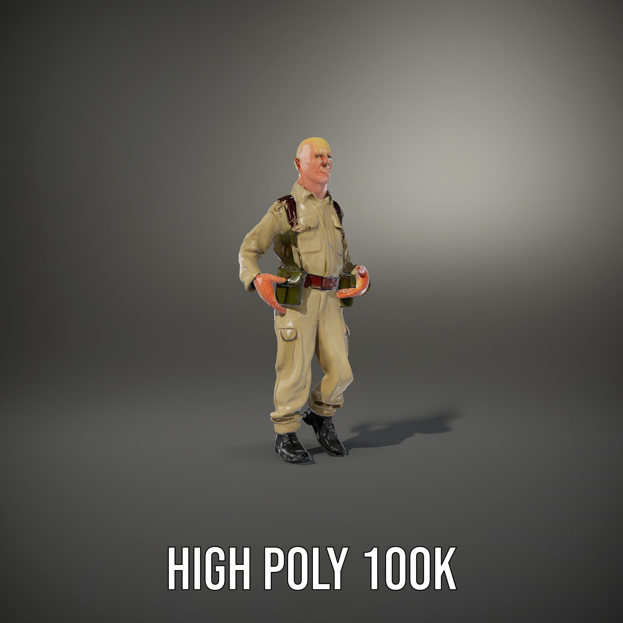 Character Model Veteran Soldier Rigged and Animated Low-poly 3D model_11