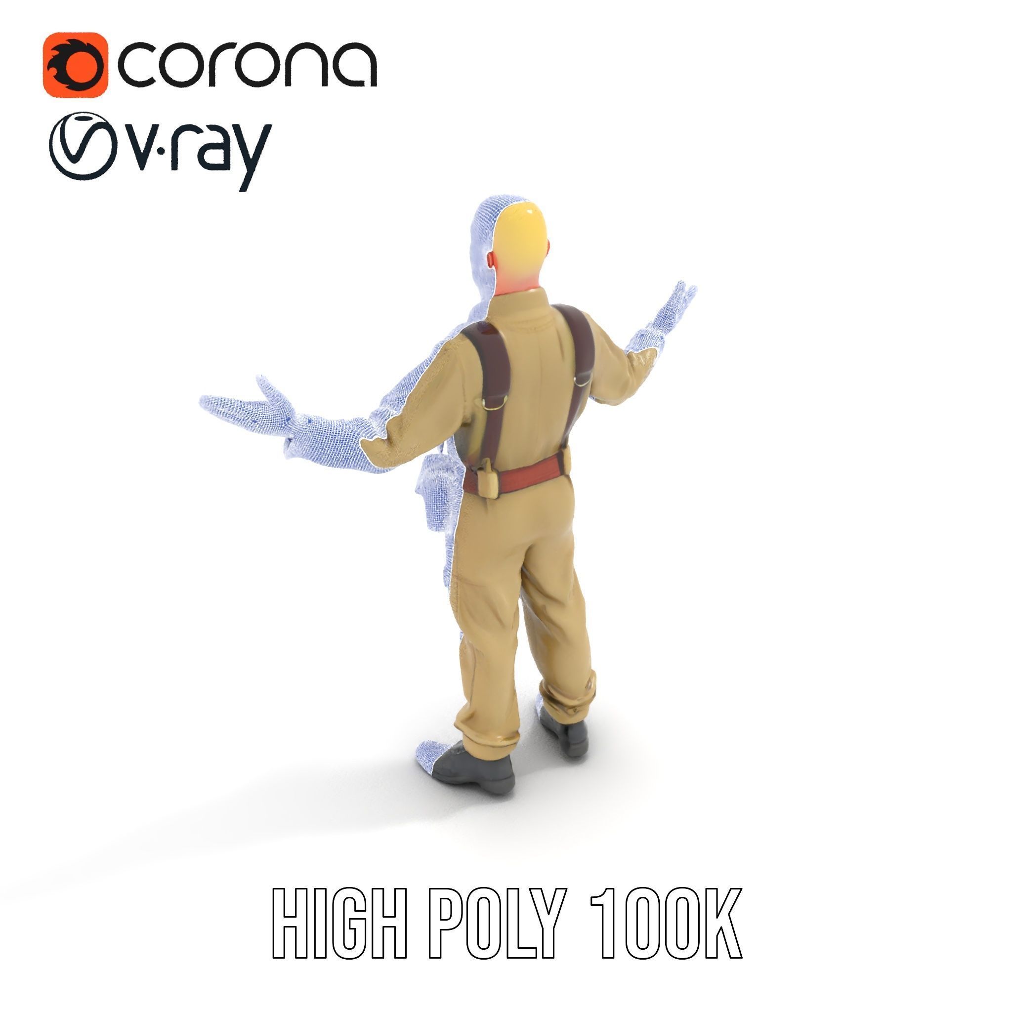 Character Model Veteran Soldier Rigged and Animated Low-poly 3D model_31