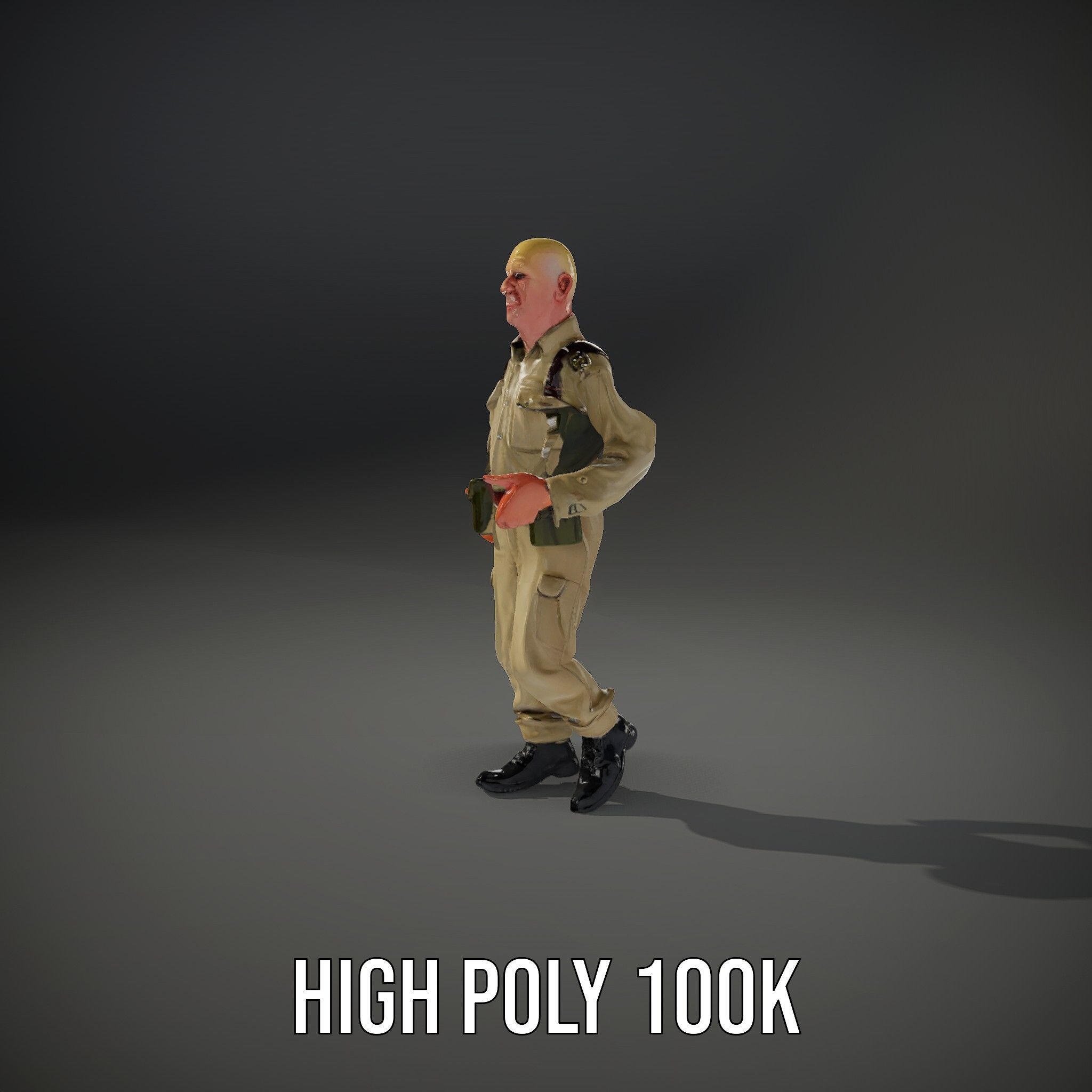 Character Model Veteran Soldier Rigged and Animated Low-poly 3D model_14