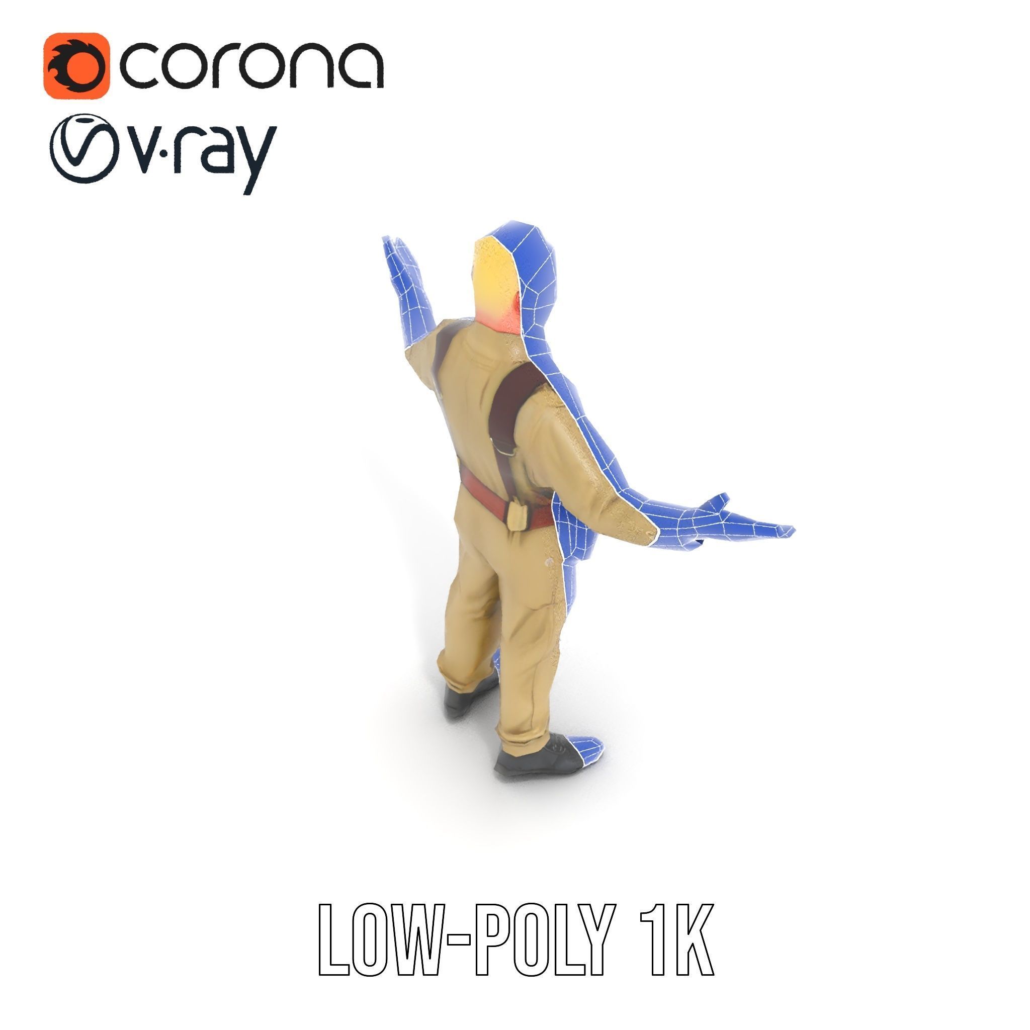 Character Model Veteran Soldier Rigged and Animated Low-poly 3D model_30