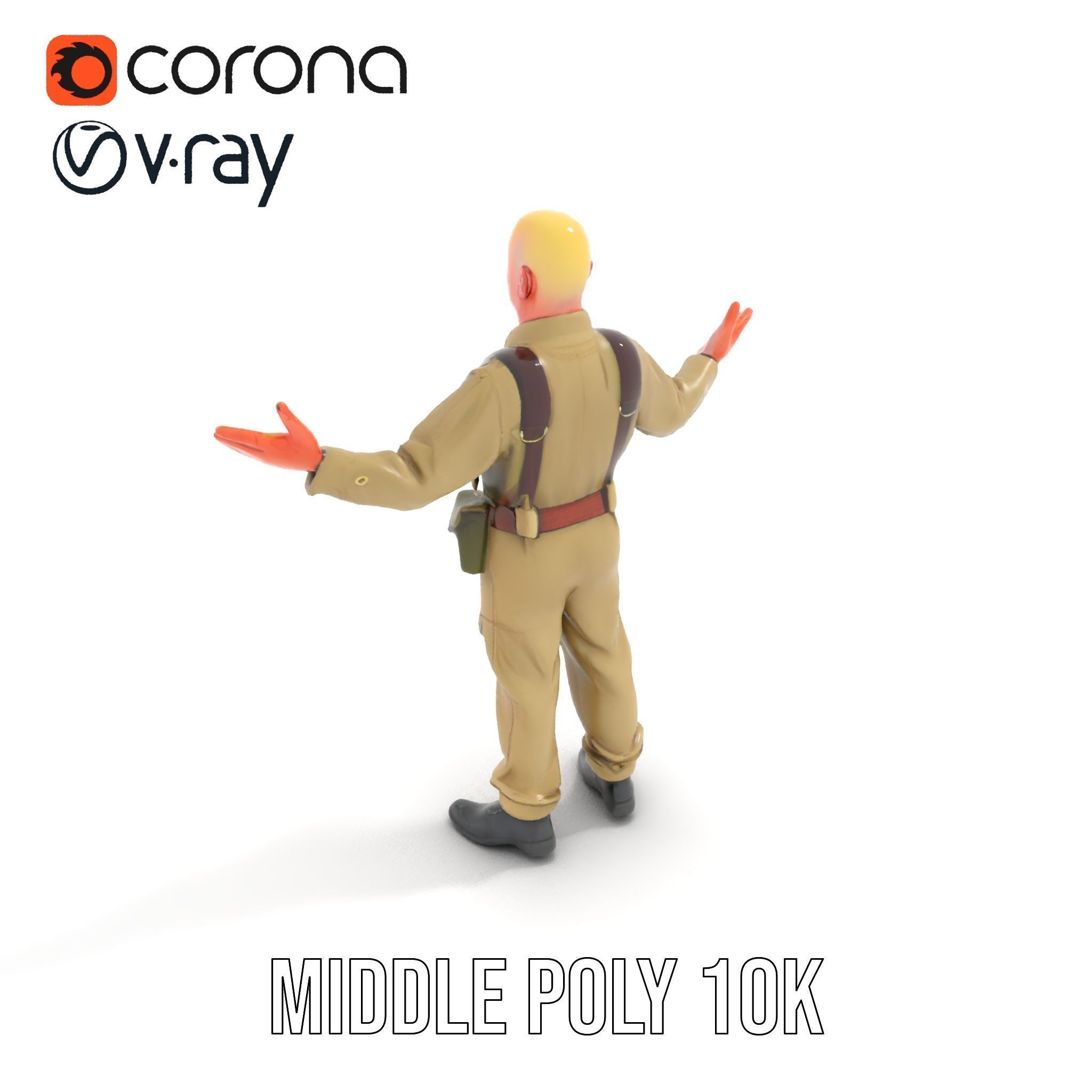 Character Model Veteran Soldier Rigged and Animated Low-poly 3D model_20