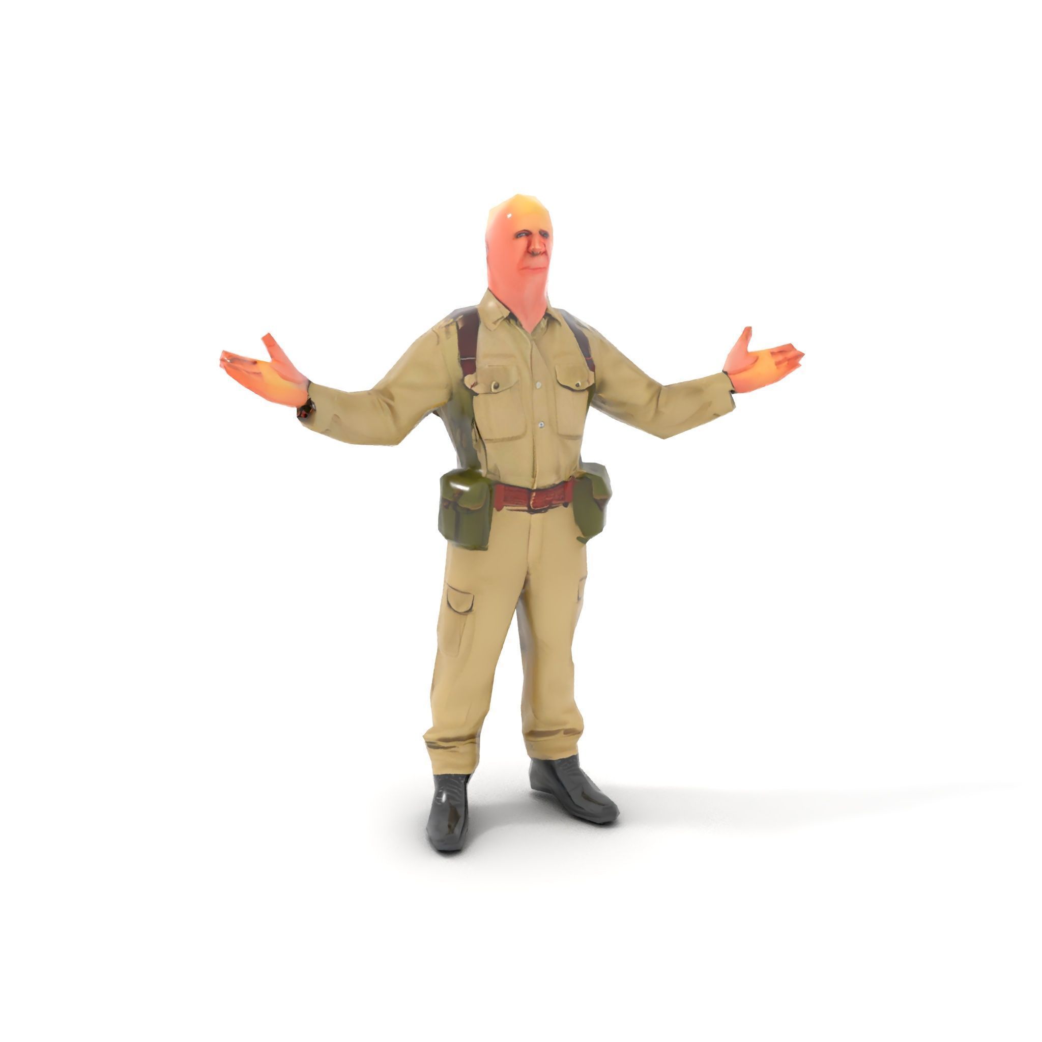Character Model Veteran Soldier Rigged and Animated Low-poly 3D model_16