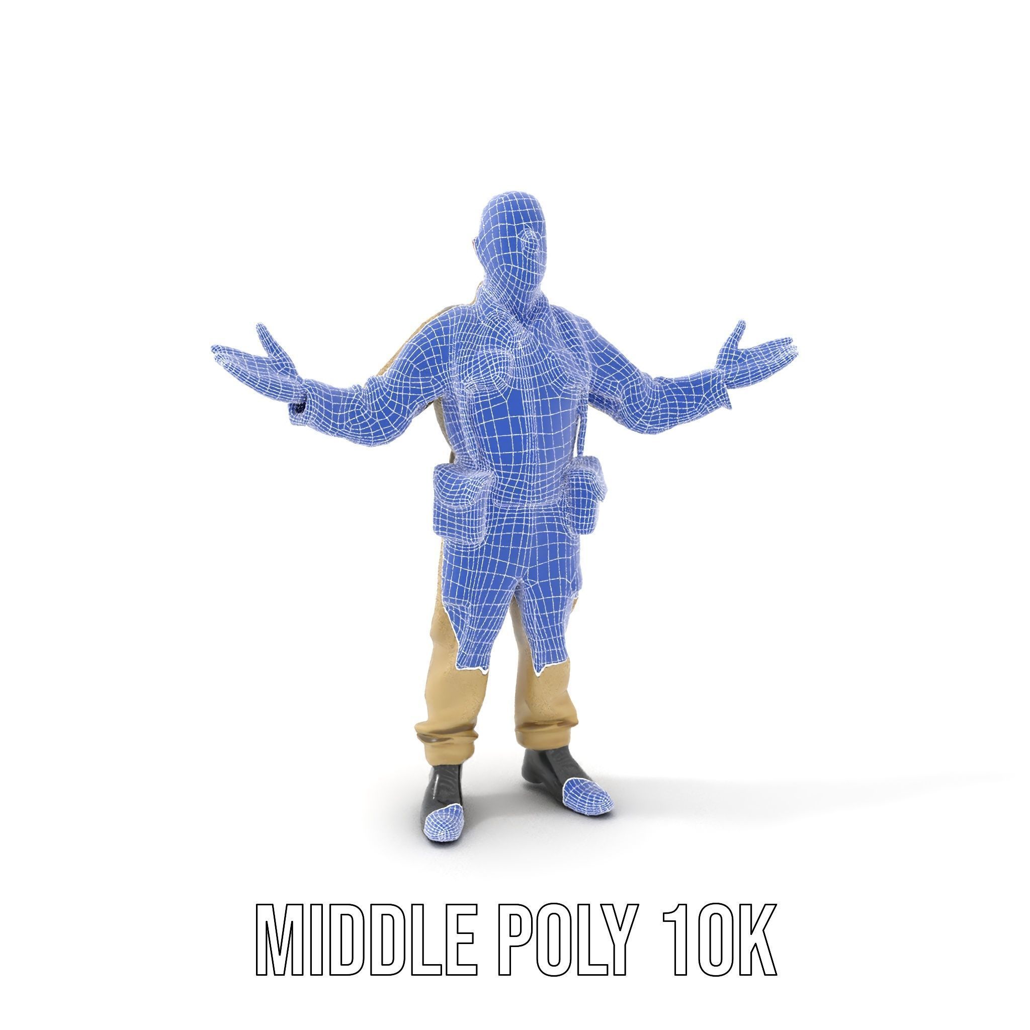 Character Model Veteran Soldier Rigged and Animated Low-poly 3D model_29
