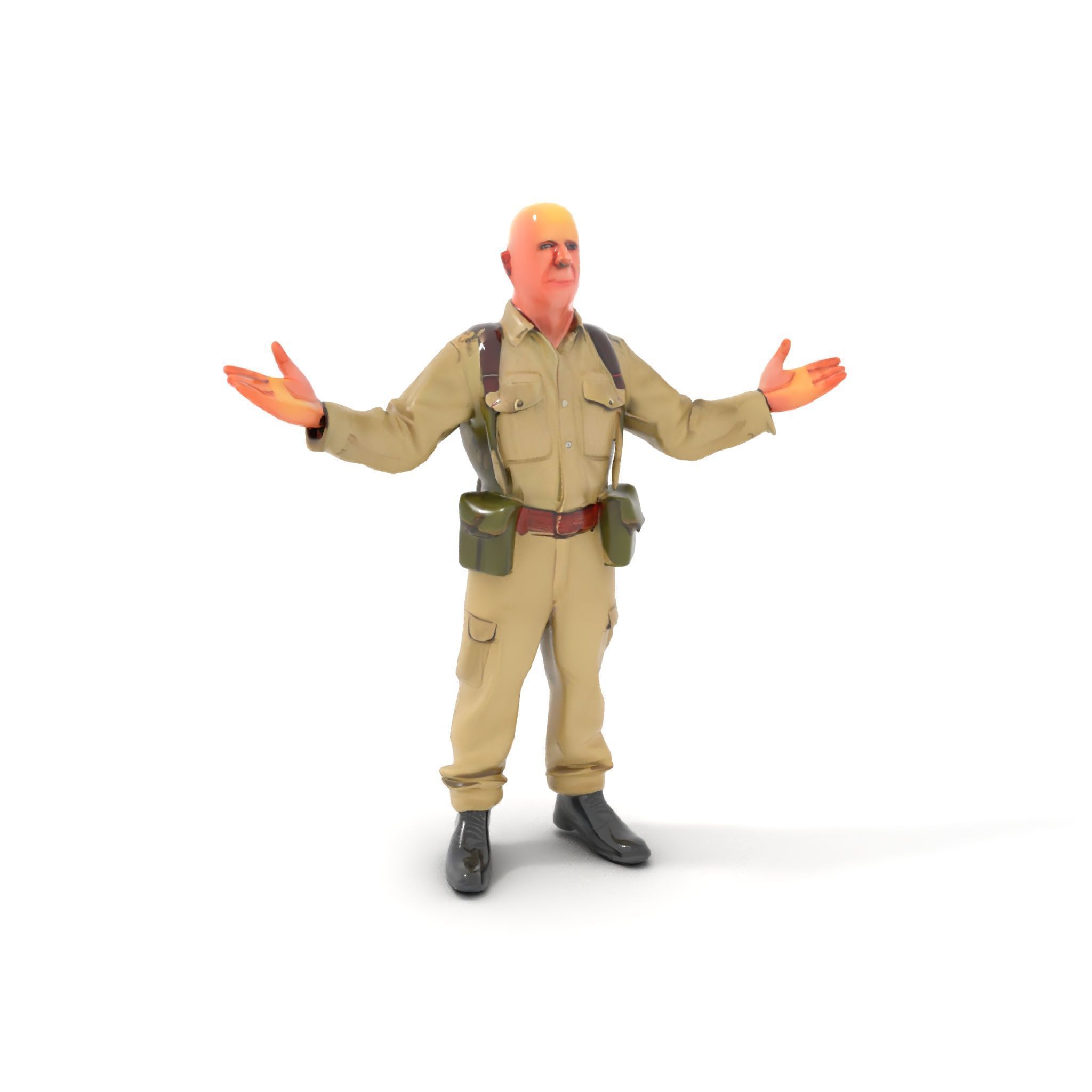 Character Model Veteran Soldier Rigged and Animated Low-poly 3D model_9