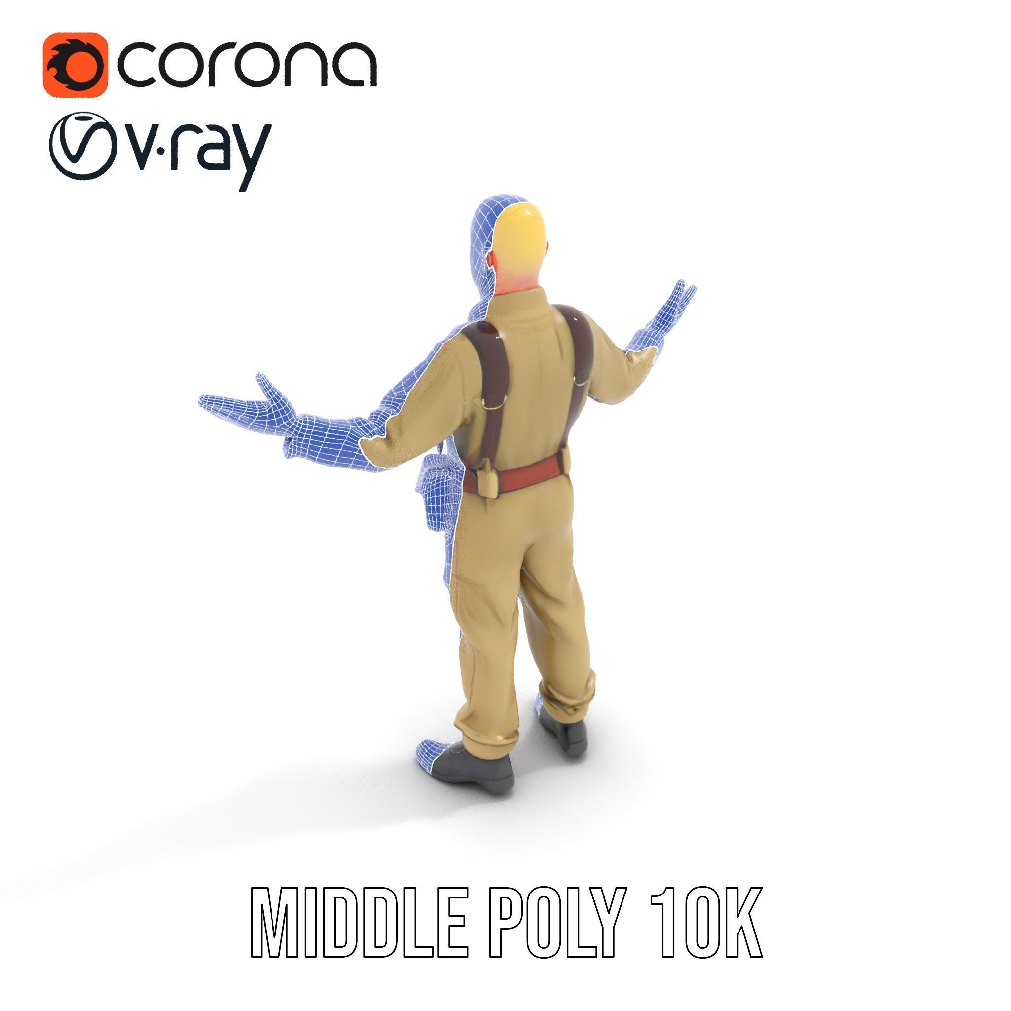 Character Model Veteran Soldier Rigged and Animated Low-poly 3D model_26