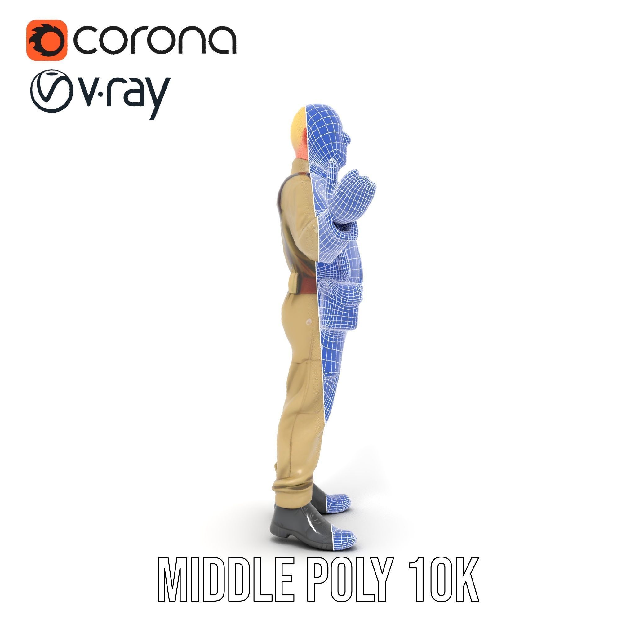 Character Model Veteran Soldier Rigged and Animated Low-poly 3D model_34