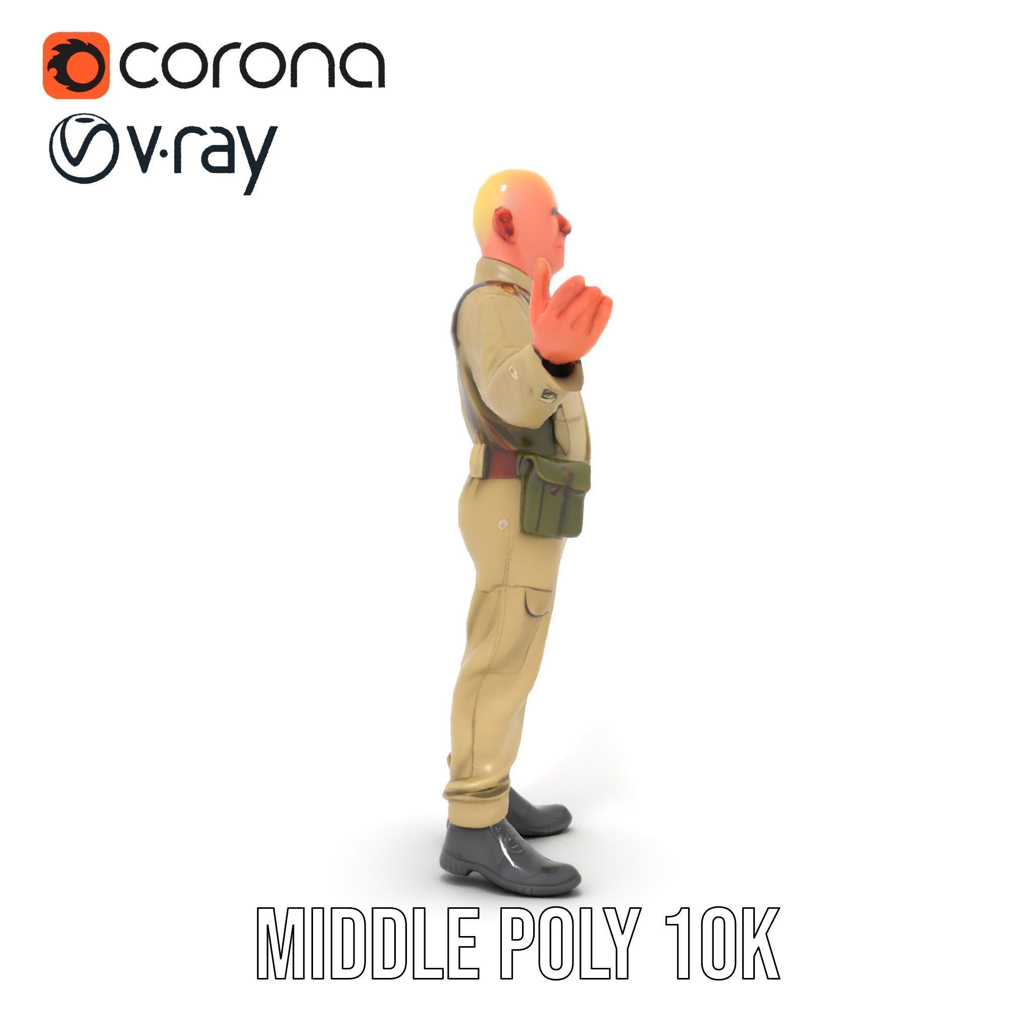 Character Model Veteran Soldier Rigged and Animated Low-poly 3D model_23