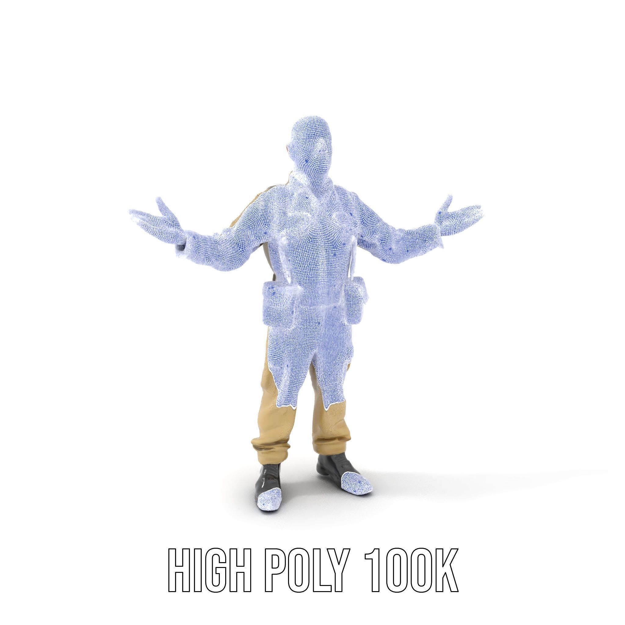 Character Model Veteran Soldier Rigged and Animated Low-poly 3D model_4