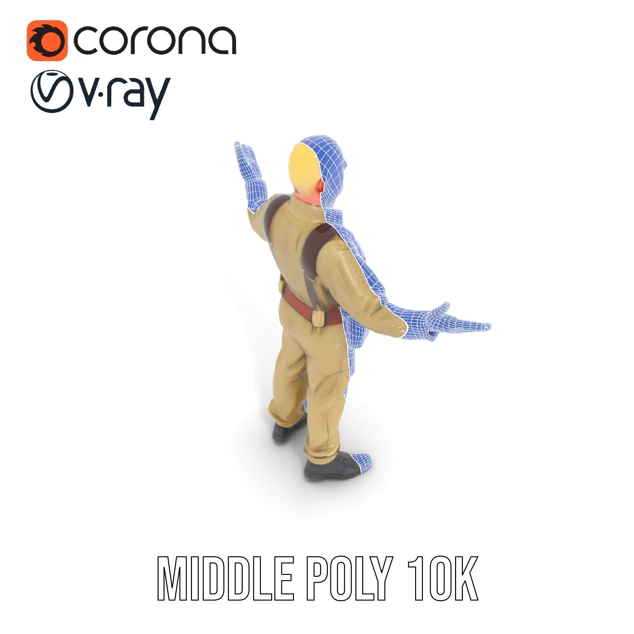 Character Model Veteran Soldier Rigged and Animated Low-poly 3D model_15