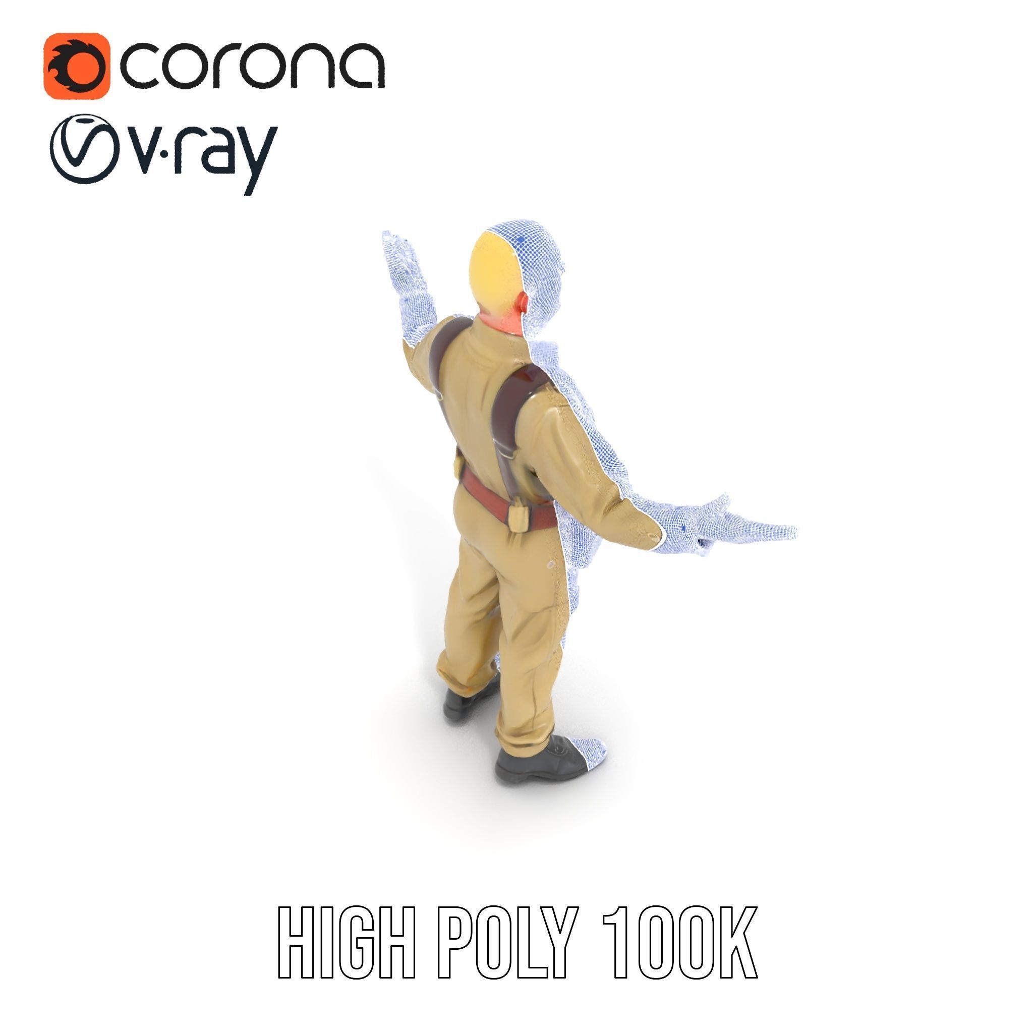 Character Model Veteran Soldier Rigged and Animated Low-poly 3D model_22