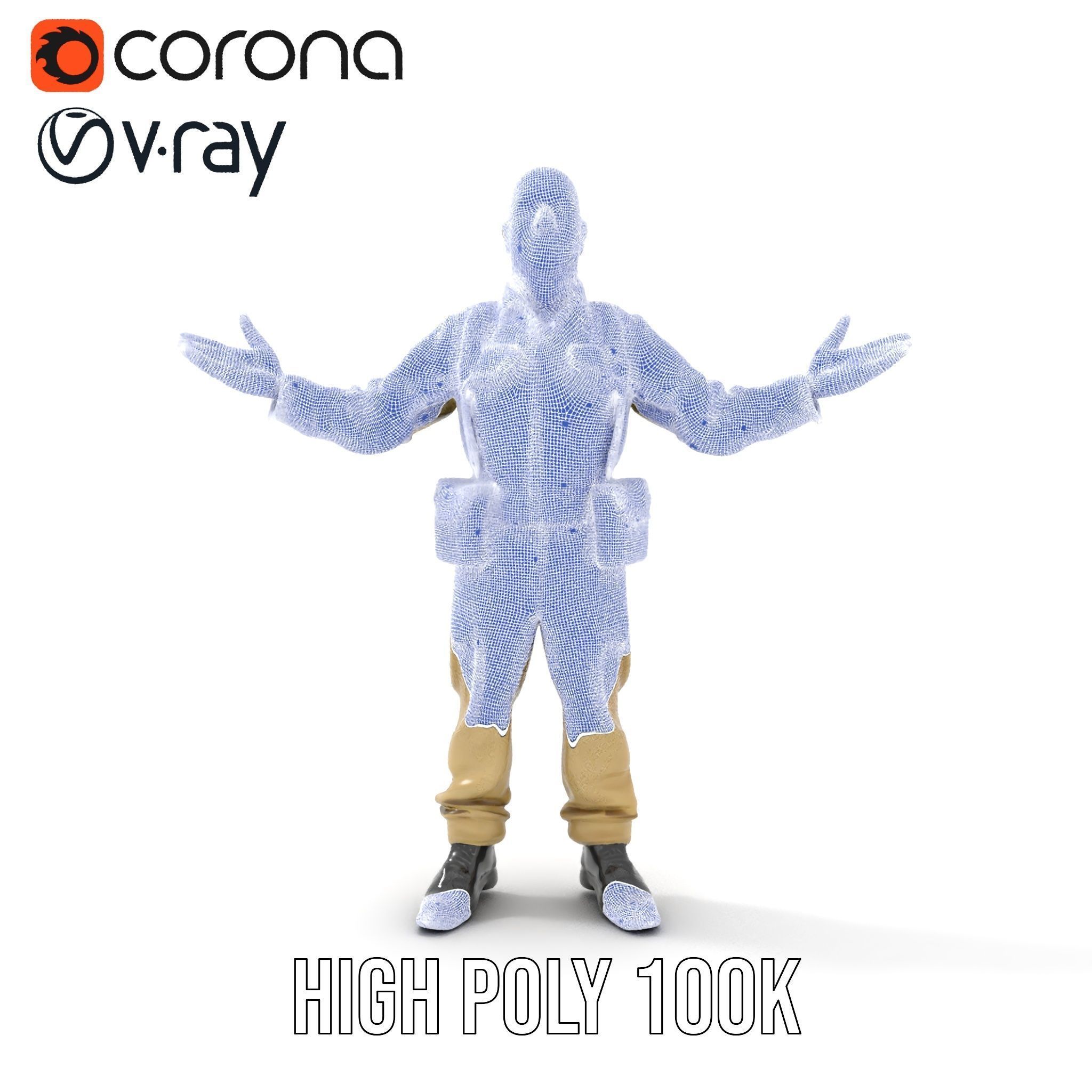 Character Model Veteran Soldier Rigged and Animated Low-poly 3D model_35