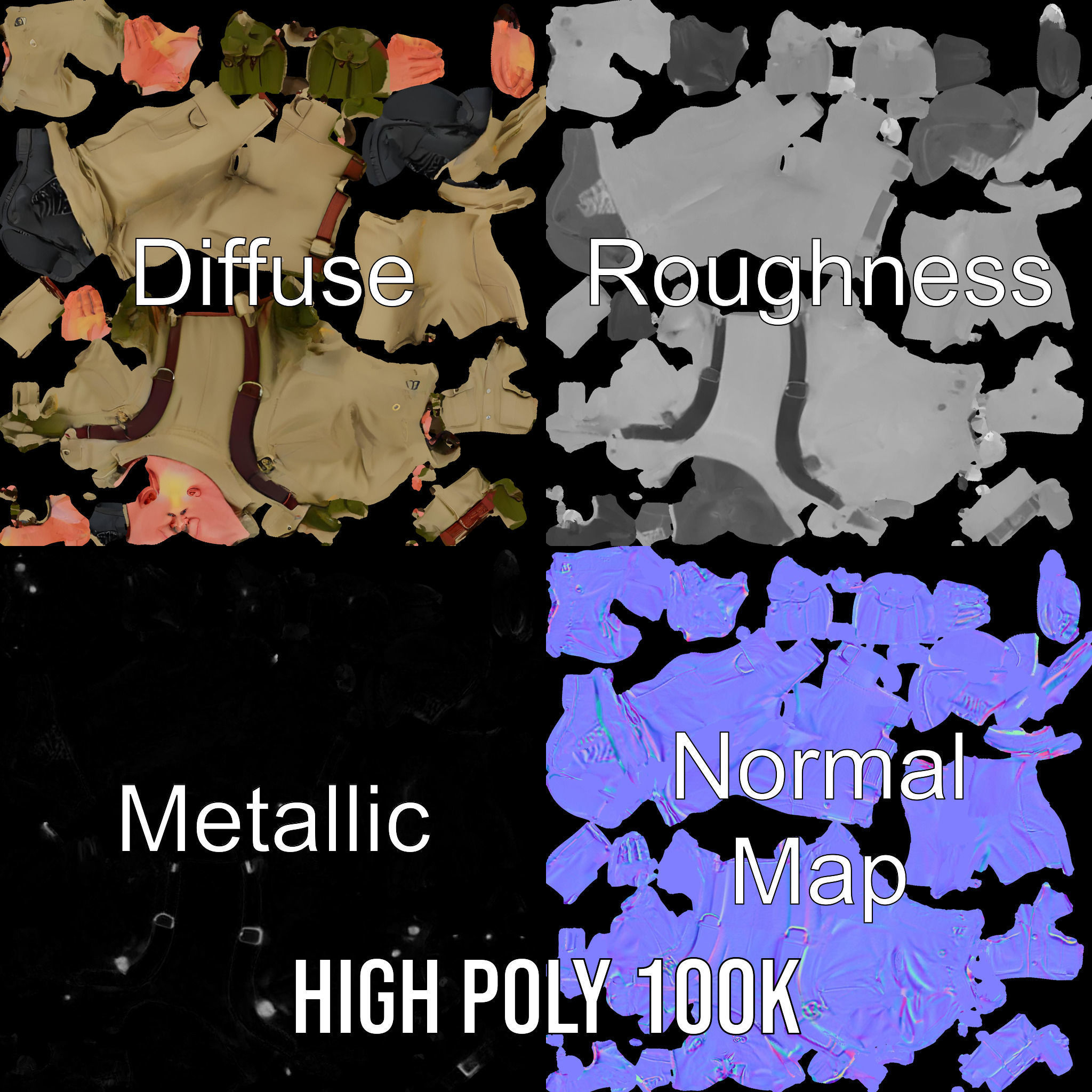 Character Model Veteran Soldier Rigged and Animated Low-poly 3D model_3