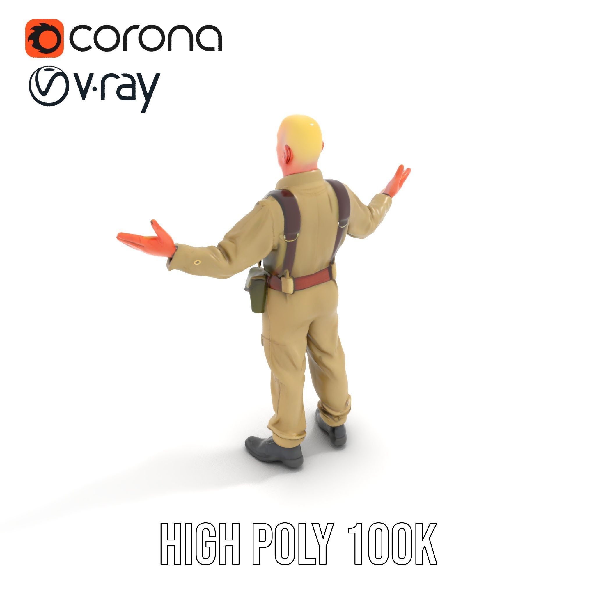 Character Model Veteran Soldier Rigged and Animated Low-poly 3D model_17
