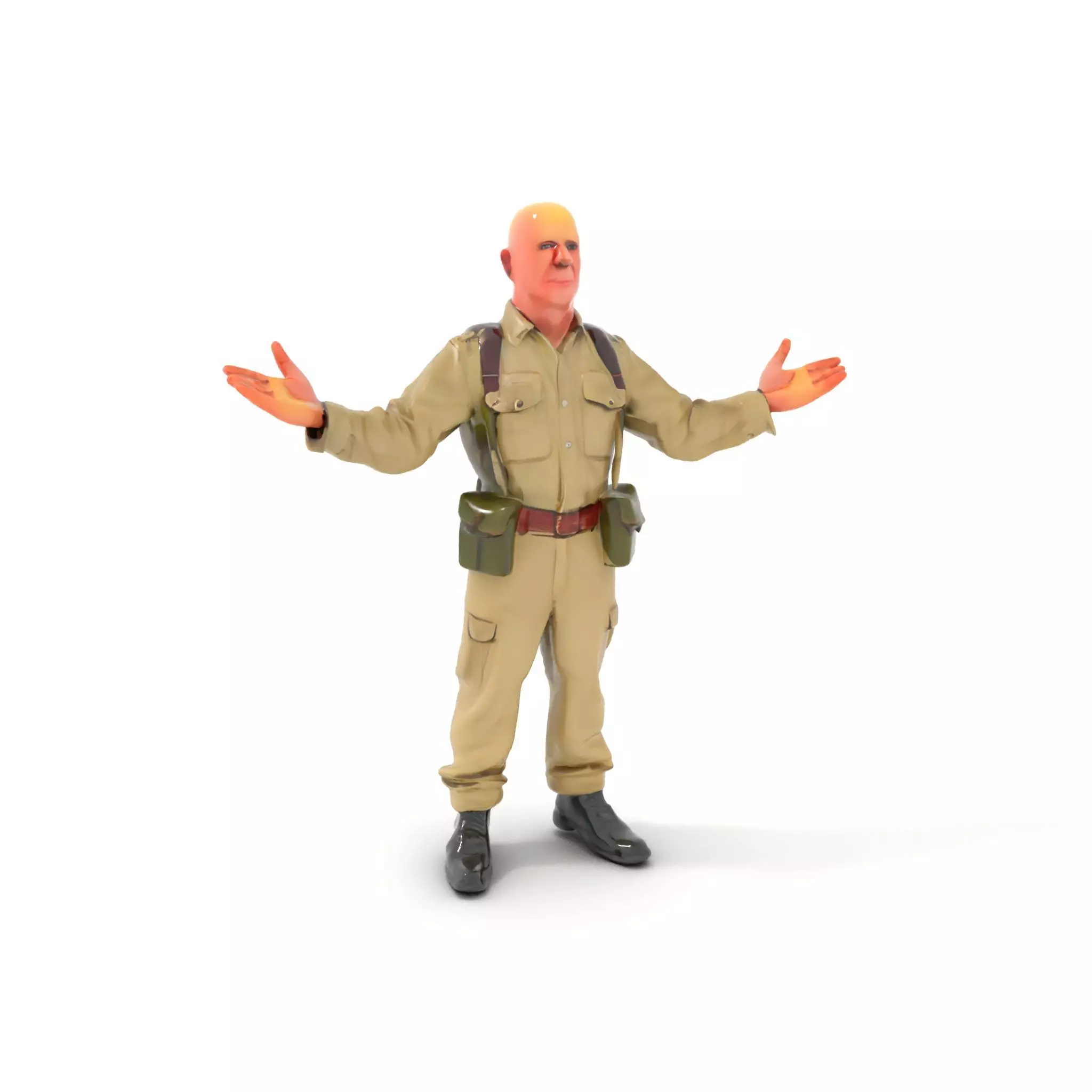 Character Model Veteran Soldier Rigged and Animated Low-poly 3D model_0