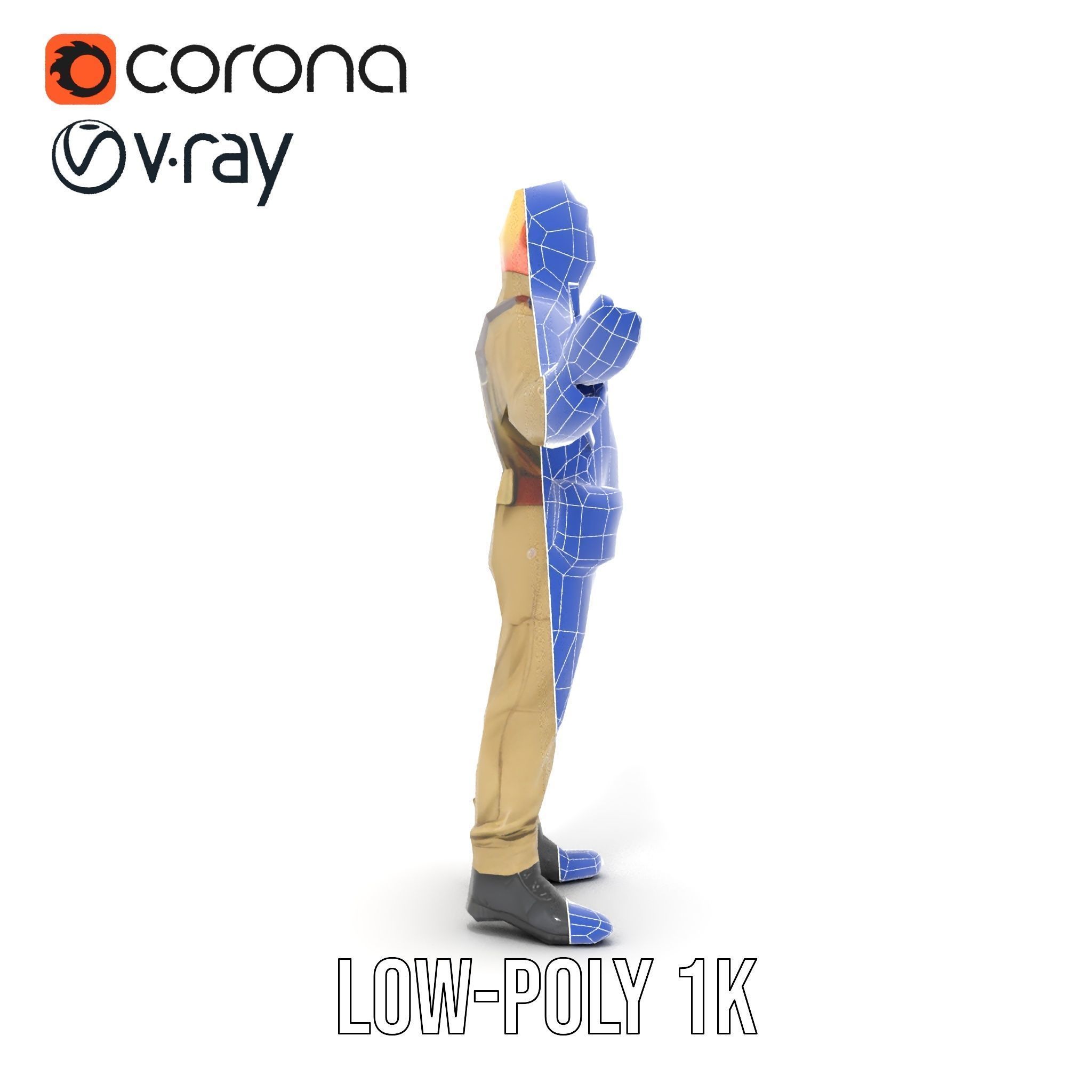 Character Model Veteran Soldier Rigged and Animated Low-poly 3D model_21