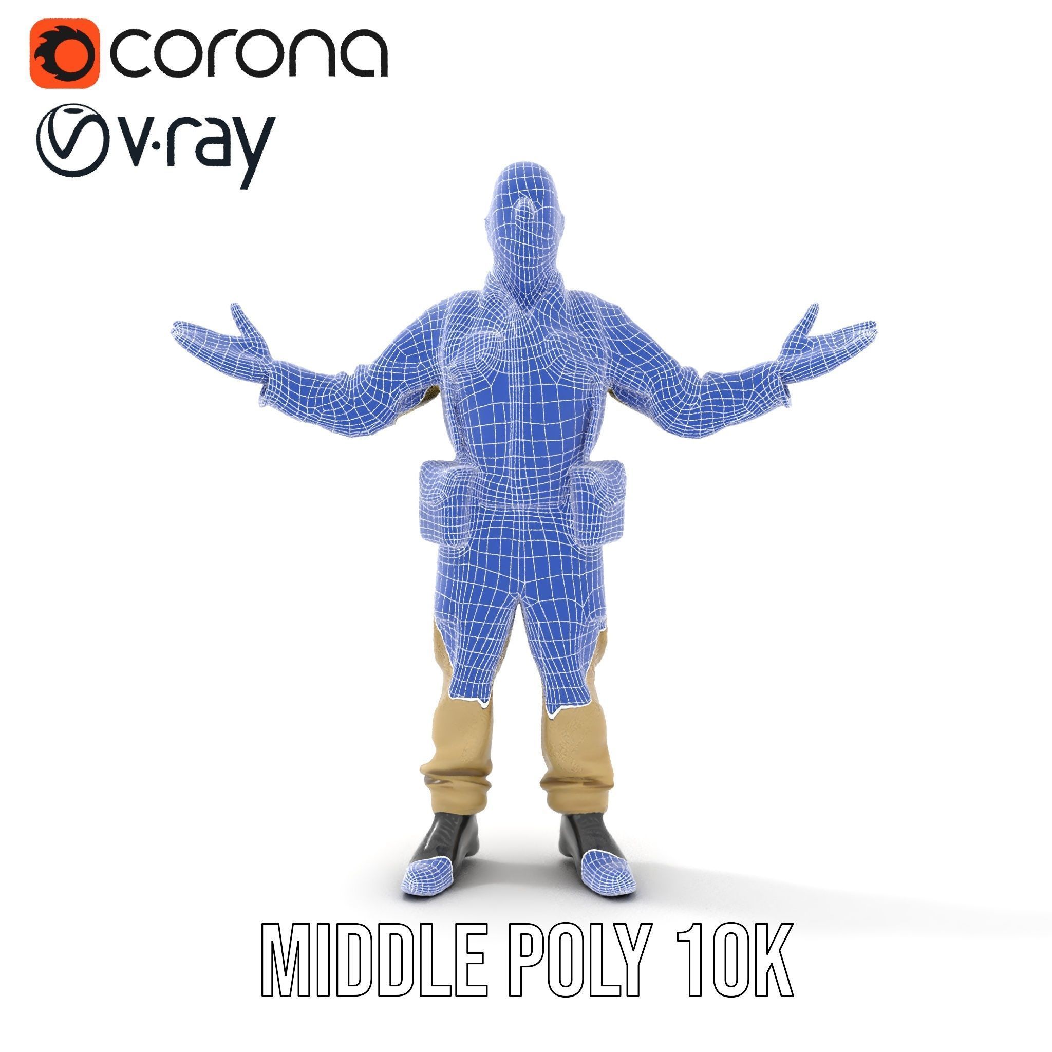 Character Model Veteran Soldier Rigged and Animated Low-poly 3D model_18