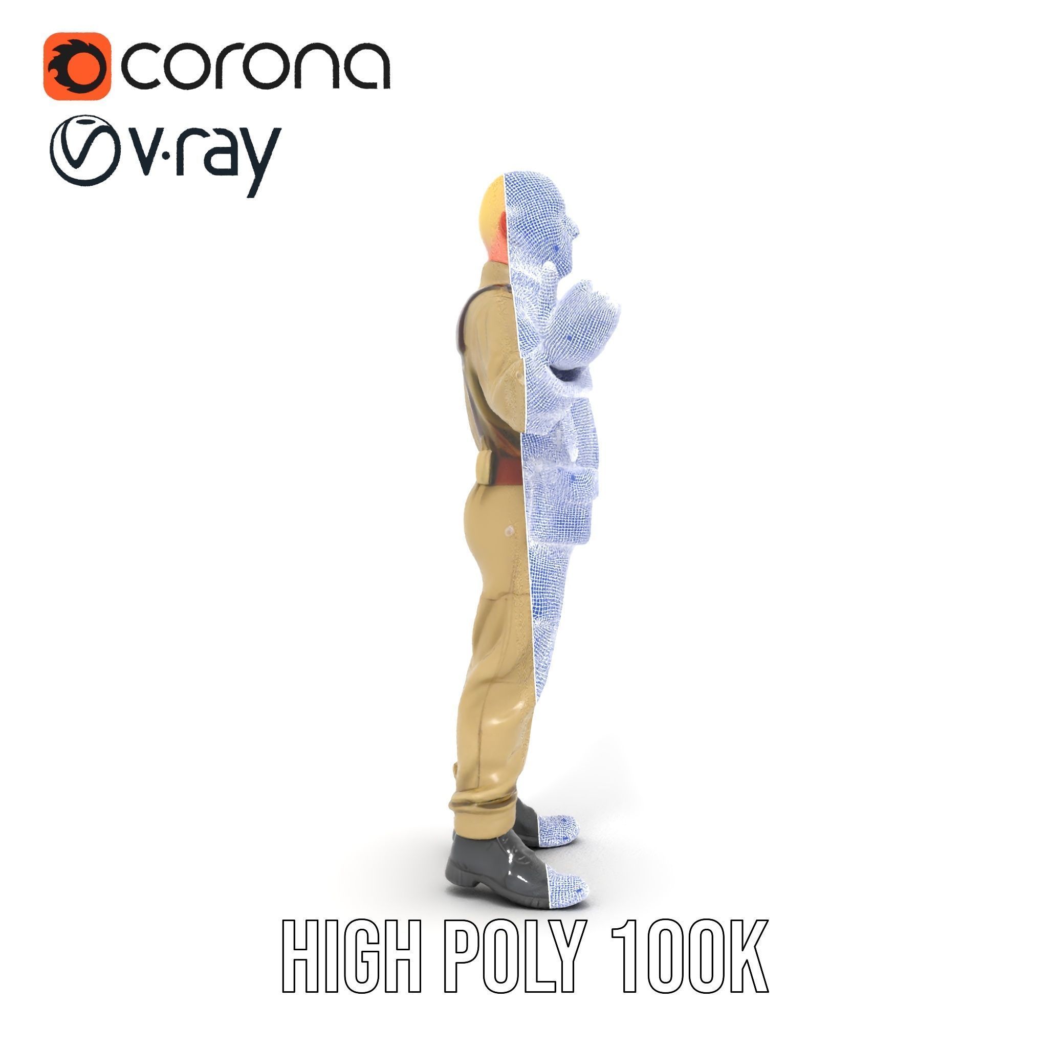 Character Model Veteran Soldier Rigged and Animated Low-poly 3D model_36