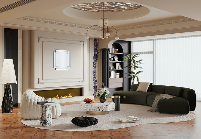 Eclectic Living Room with Classic Details 460 3D model