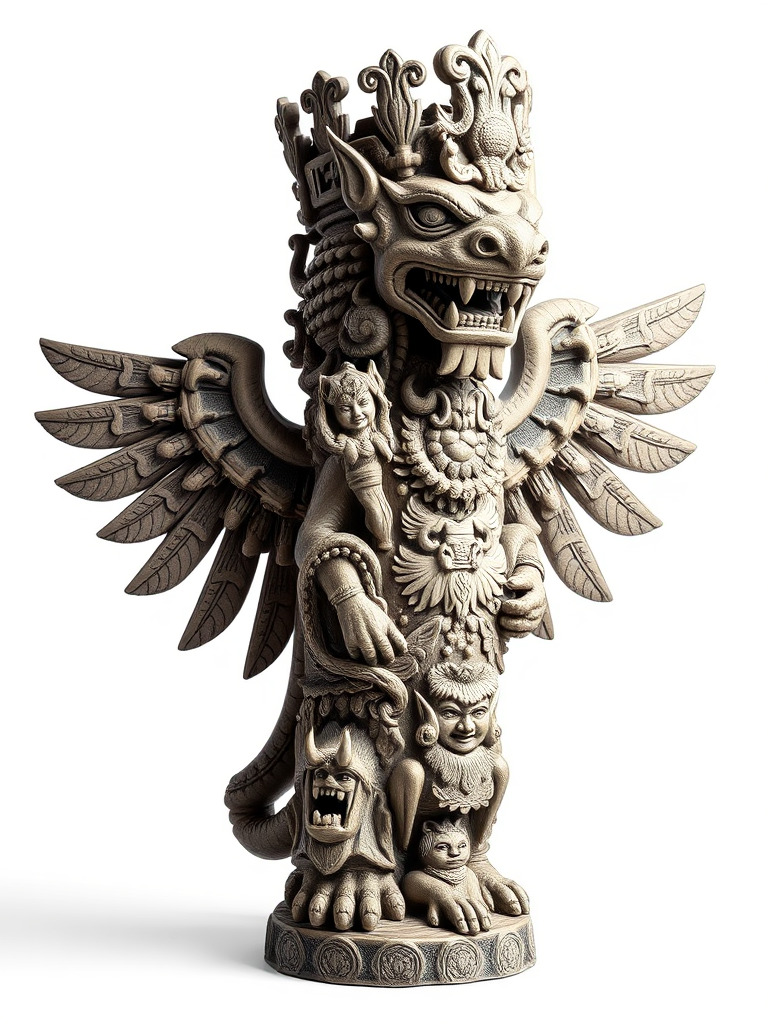 Ornate Winged Guardian Statue Model Pack Low-poly 3D model_2