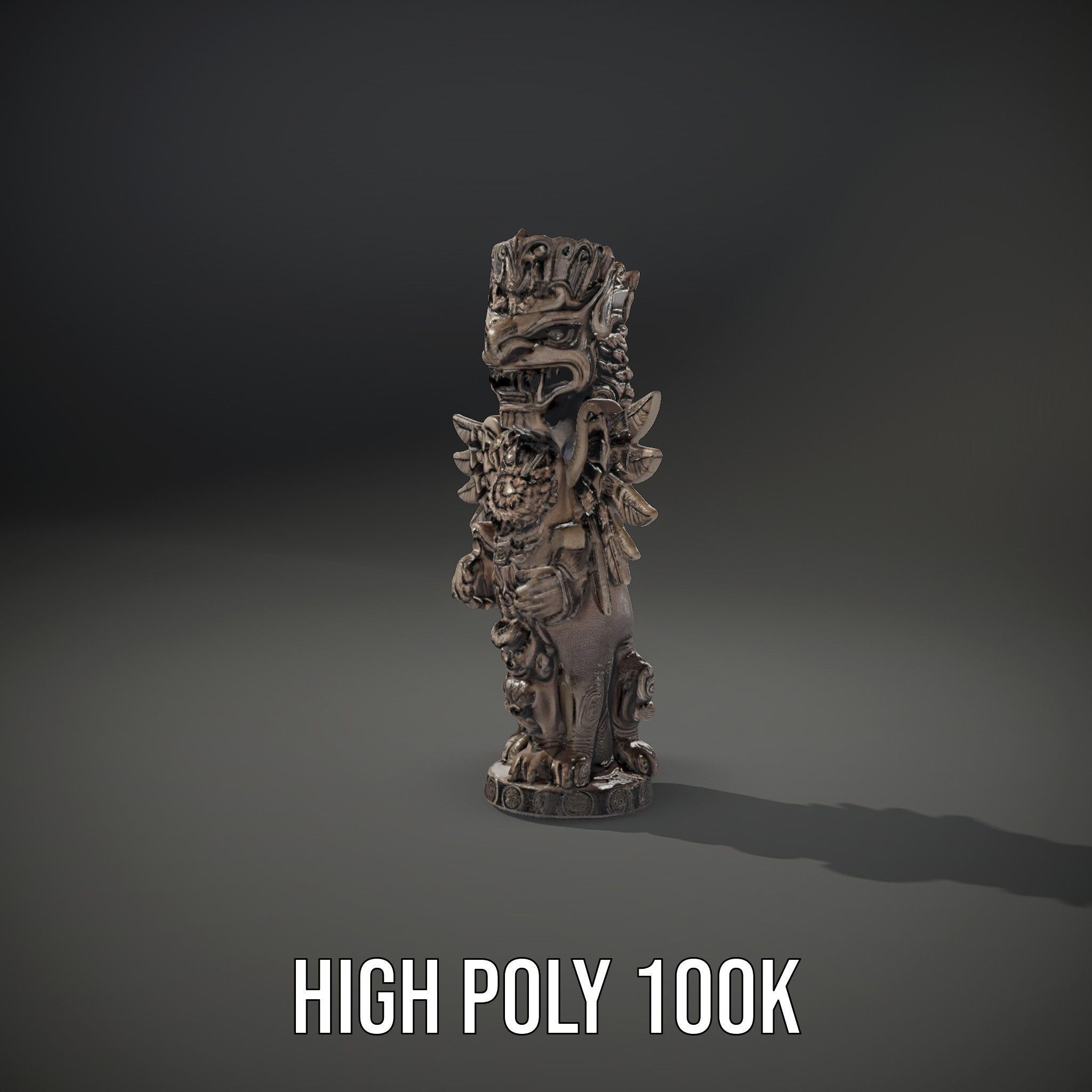 Ornate Winged Guardian Statue Model Pack Low-poly 3D model_17