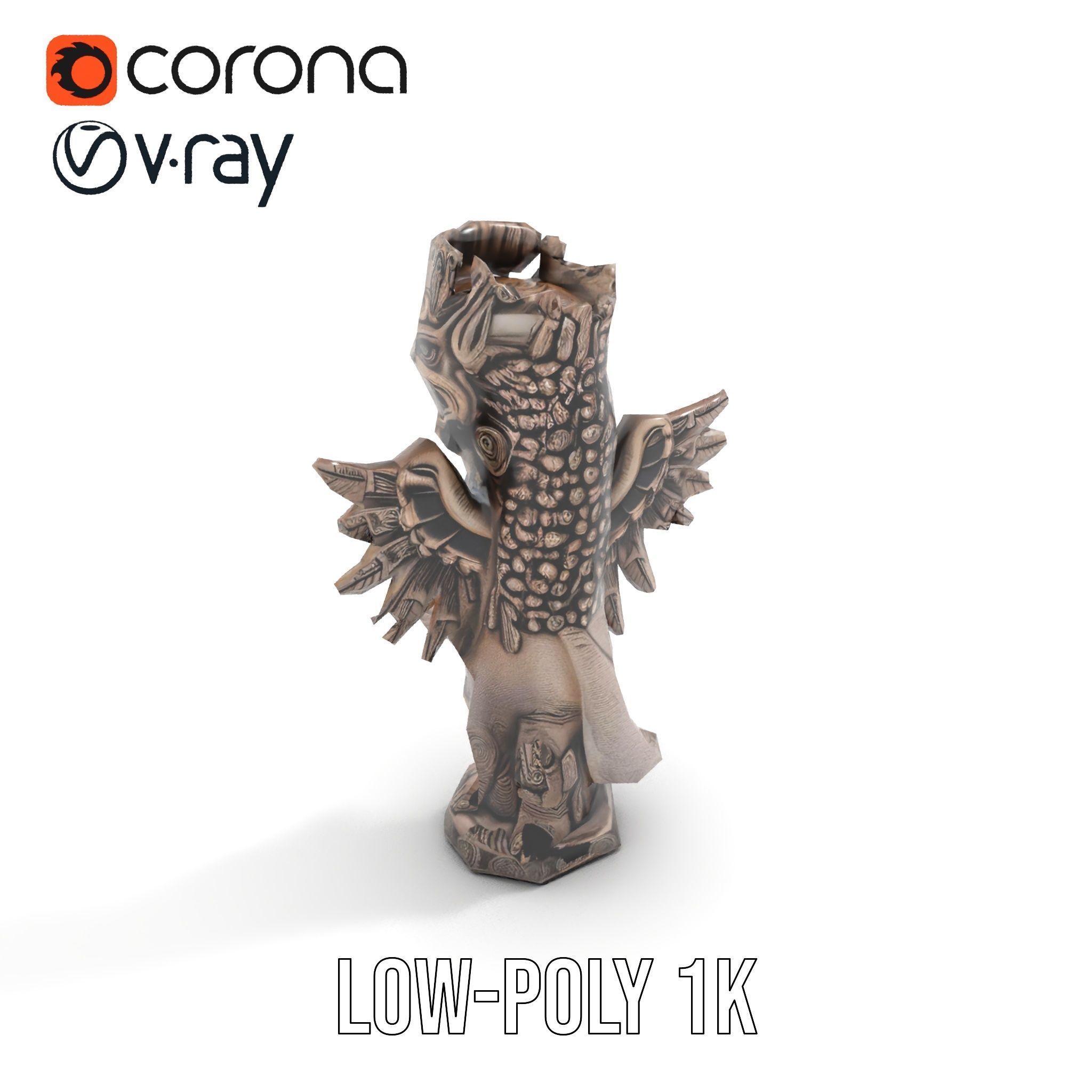 Ornate Winged Guardian Statue Model Pack Low-poly 3D model_8
