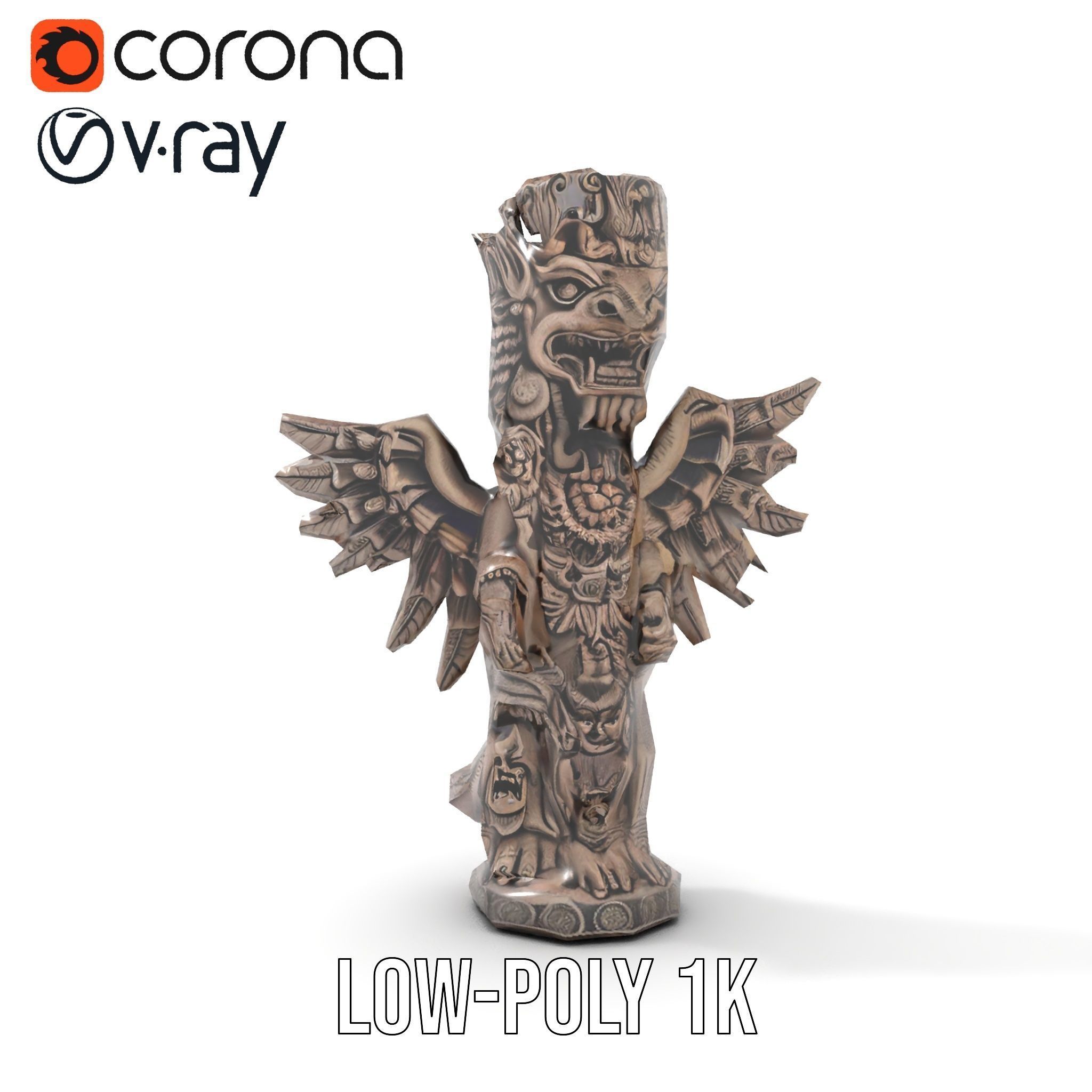 Ornate Winged Guardian Statue Model Pack Low-poly 3D model_16
