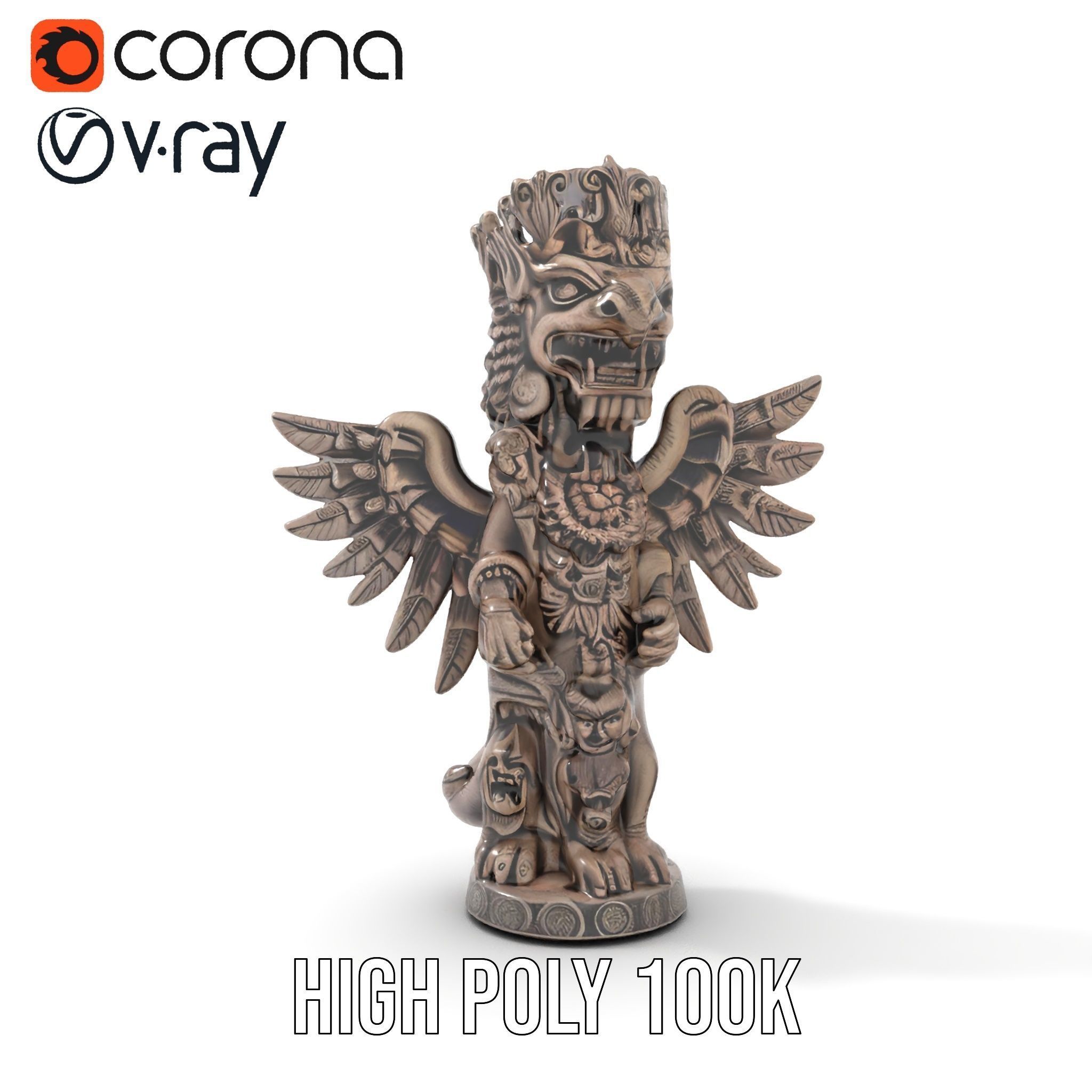 Ornate Winged Guardian Statue Model Pack Low-poly 3D model_20