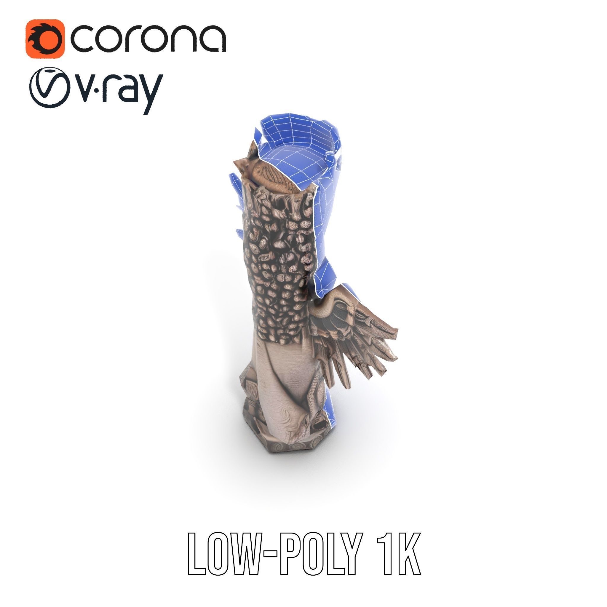 Ornate Winged Guardian Statue Model Pack Low-poly 3D model_30