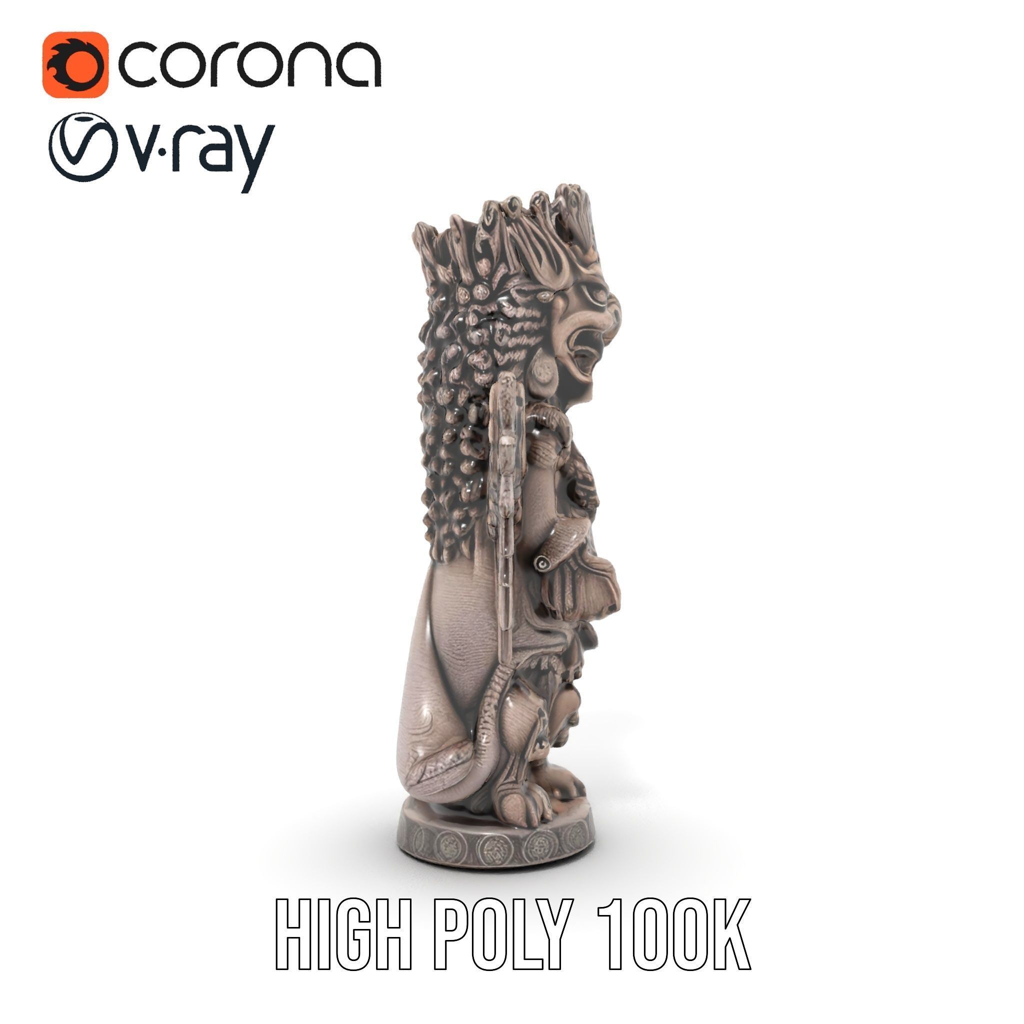 Ornate Winged Guardian Statue Model Pack Low-poly 3D model_14