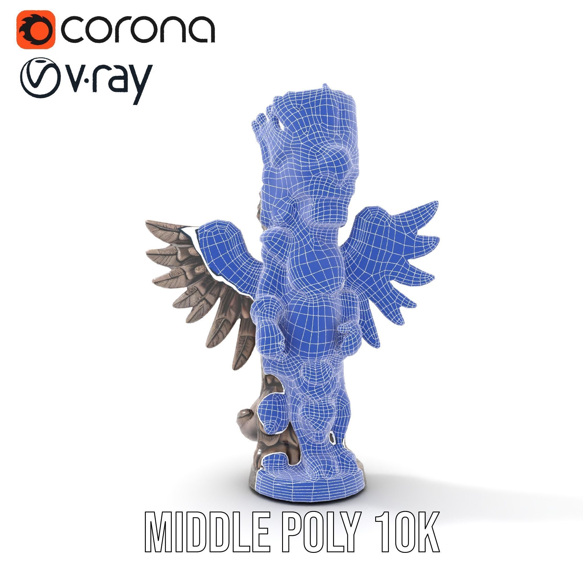 Ornate Winged Guardian Statue Model Pack Low-poly 3D model_18