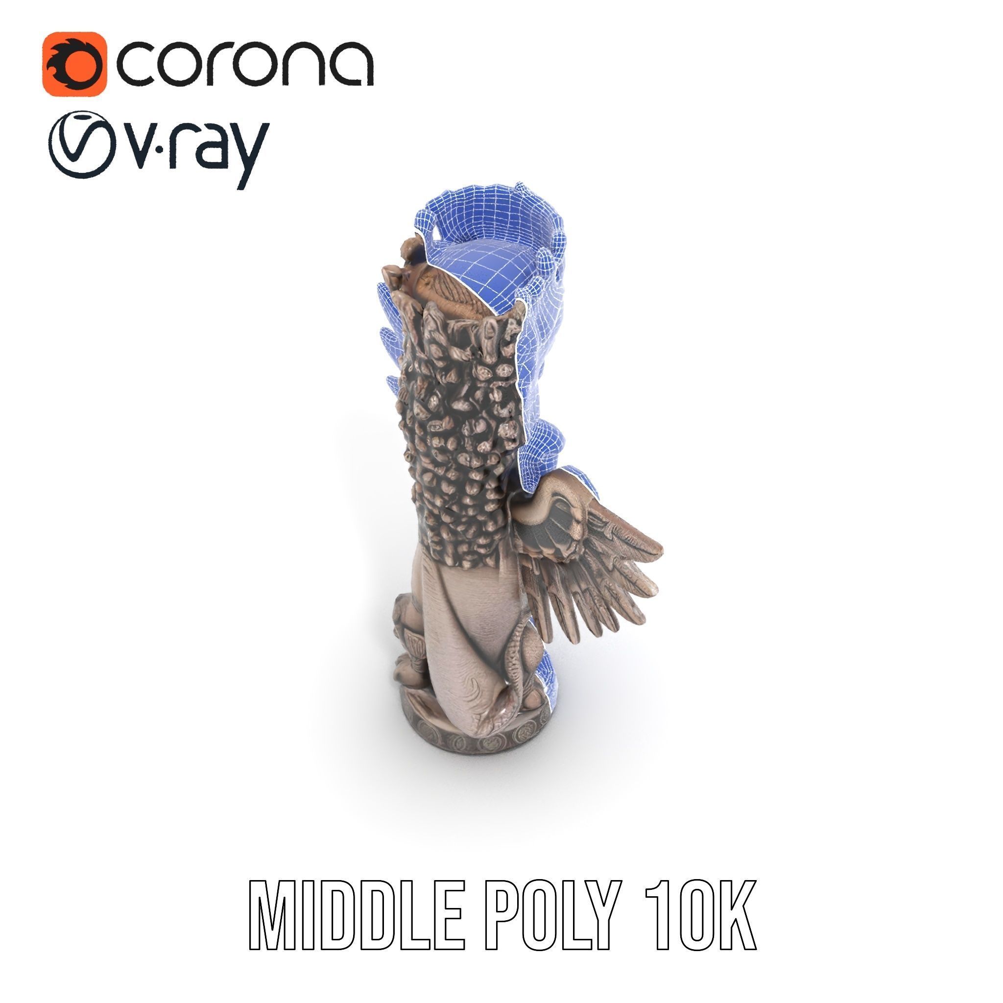 Ornate Winged Guardian Statue Model Pack Low-poly 3D model_24