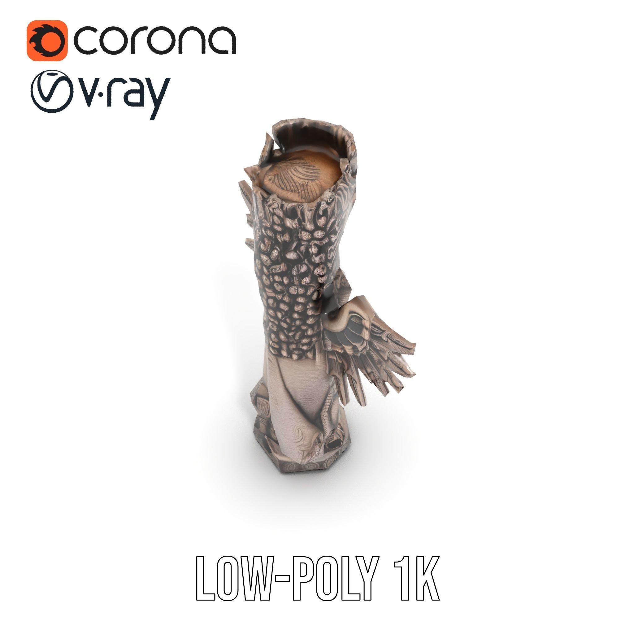 Ornate Winged Guardian Statue Model Pack Low-poly 3D model_10