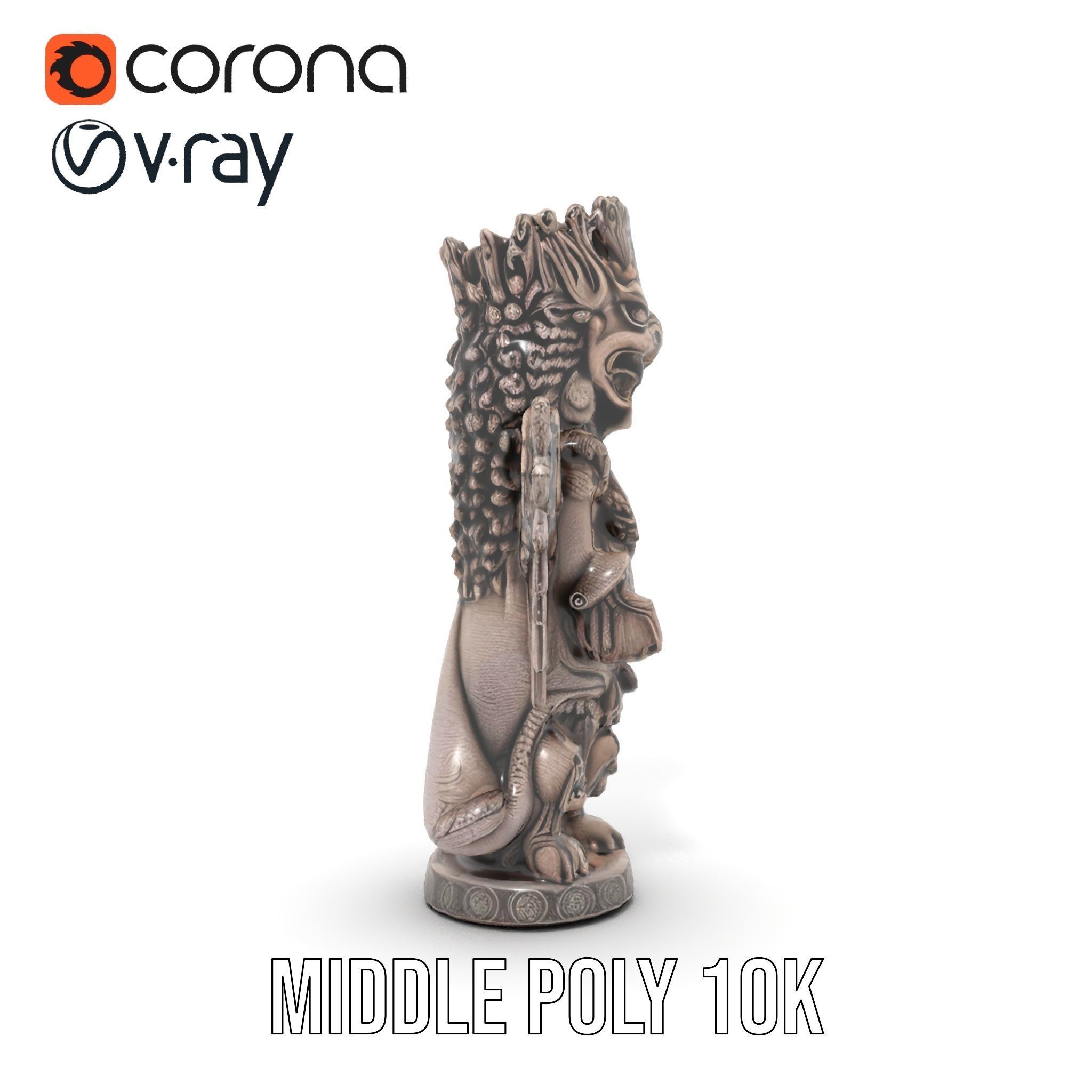 Ornate Winged Guardian Statue Model Pack Low-poly 3D model_12