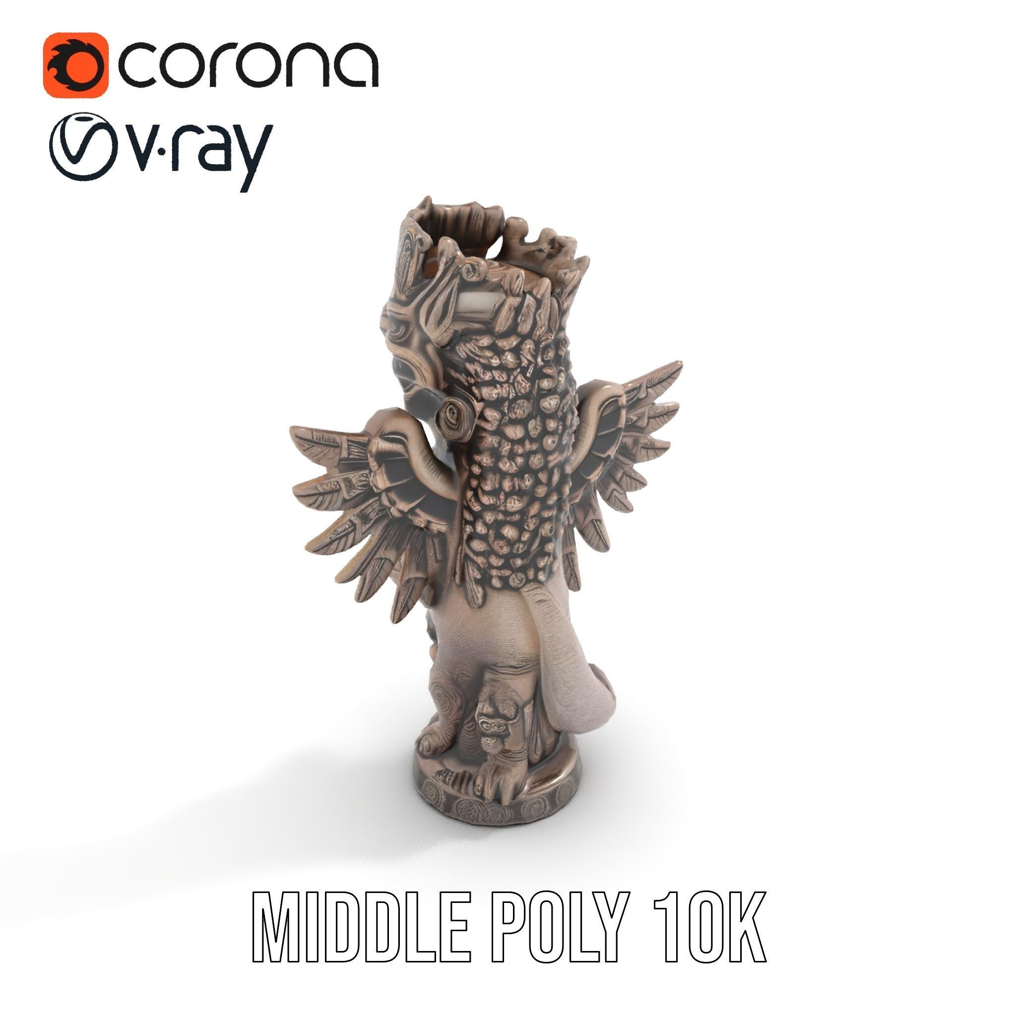 Ornate Winged Guardian Statue Model Pack Low-poly 3D model_6