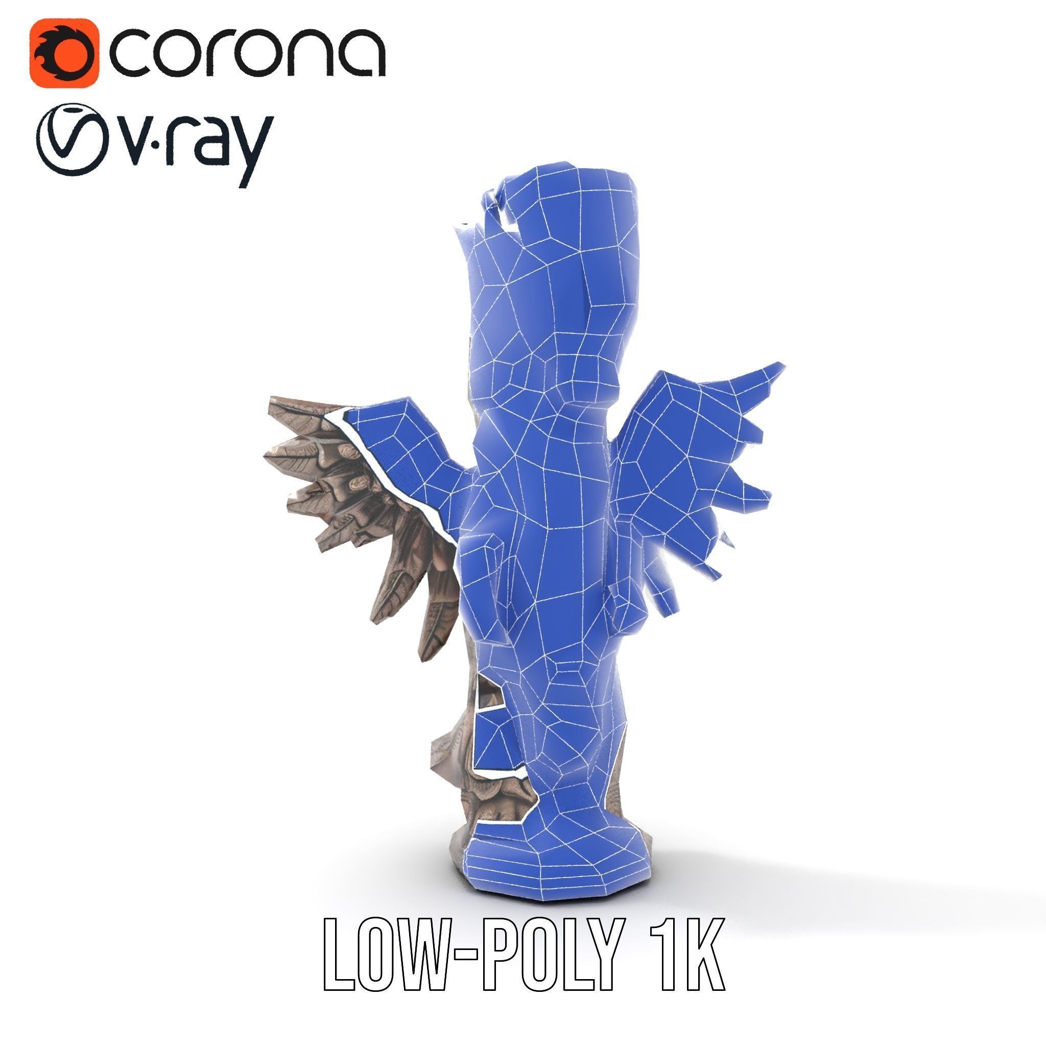 Ornate Winged Guardian Statue Model Pack Low-poly 3D model_22