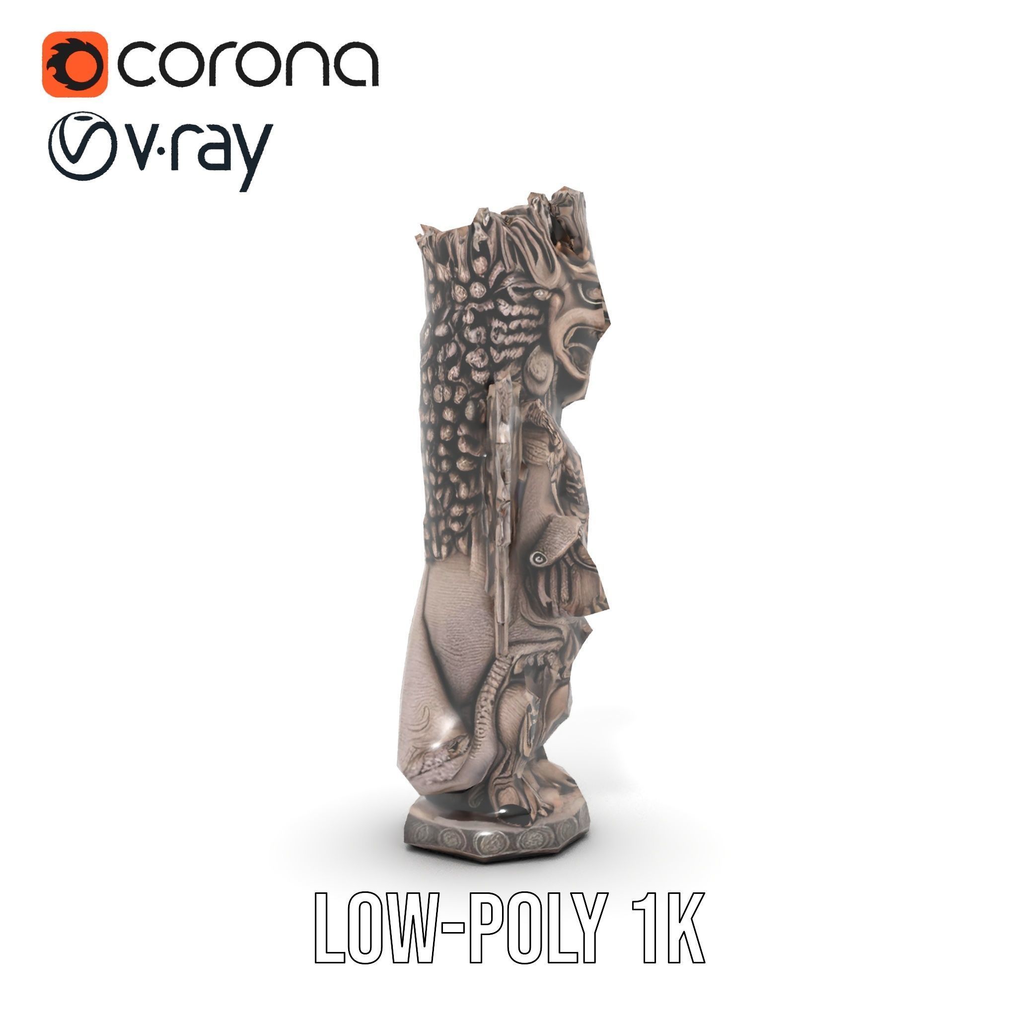 Ornate Winged Guardian Statue Model Pack Low-poly 3D model_13