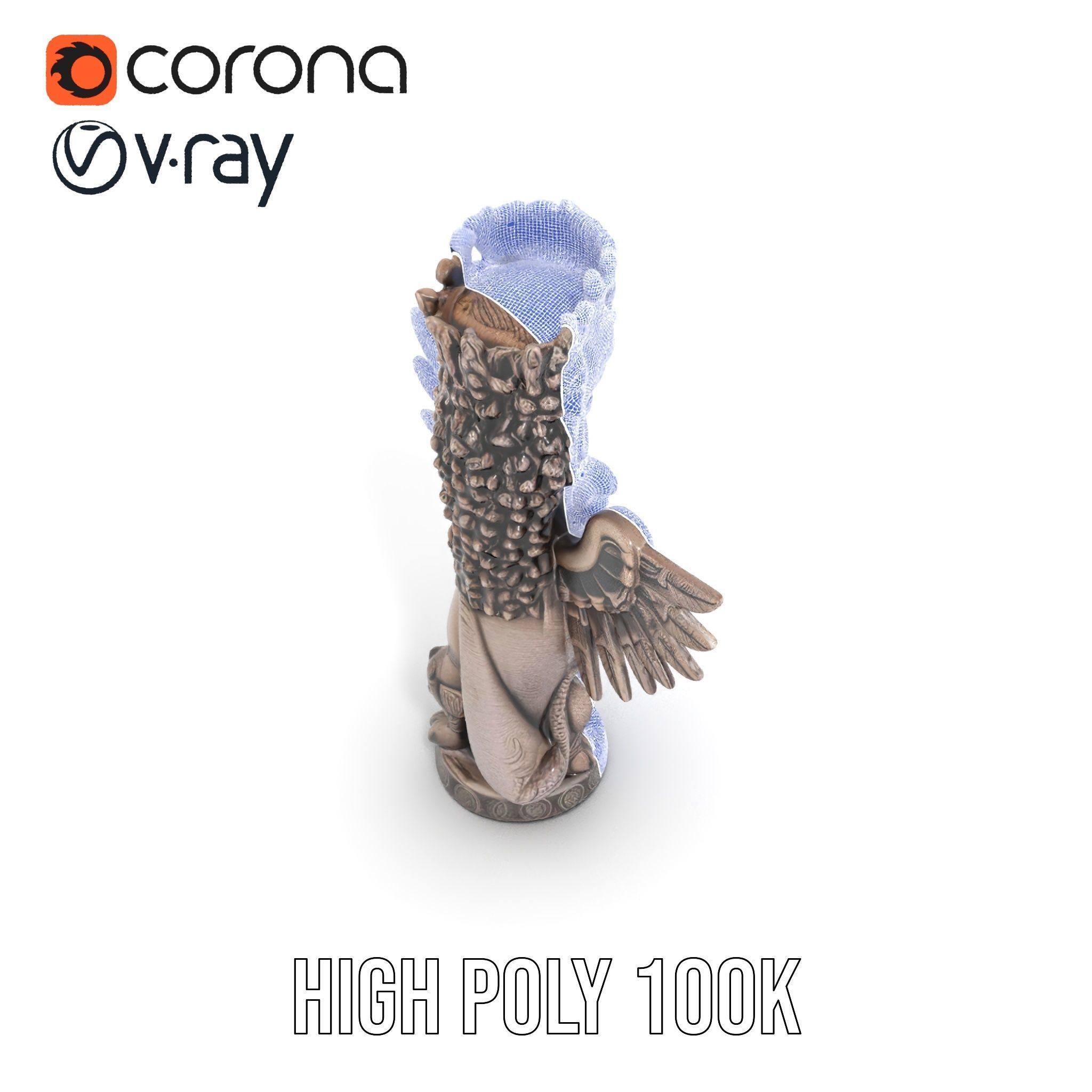 Ornate Winged Guardian Statue Model Pack Low-poly 3D model_32