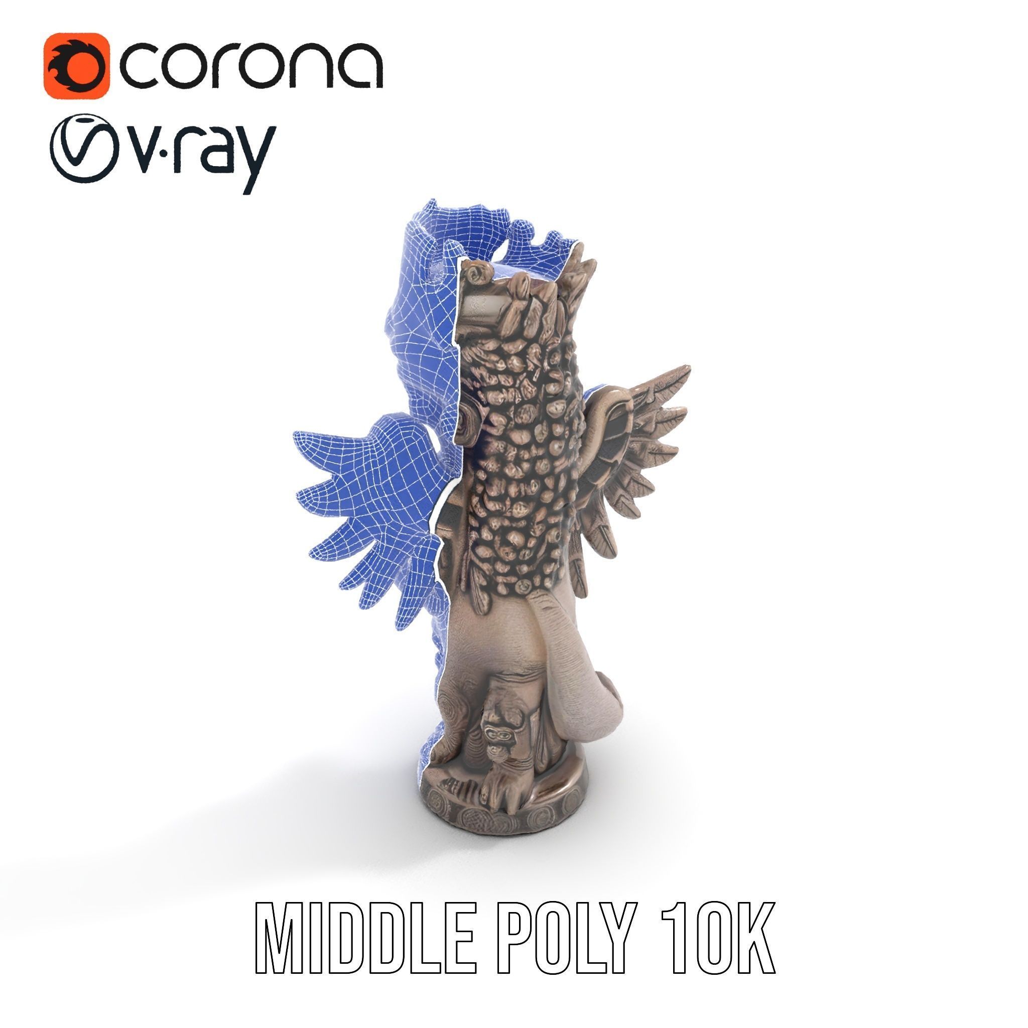 Ornate Winged Guardian Statue Model Pack Low-poly 3D model_29