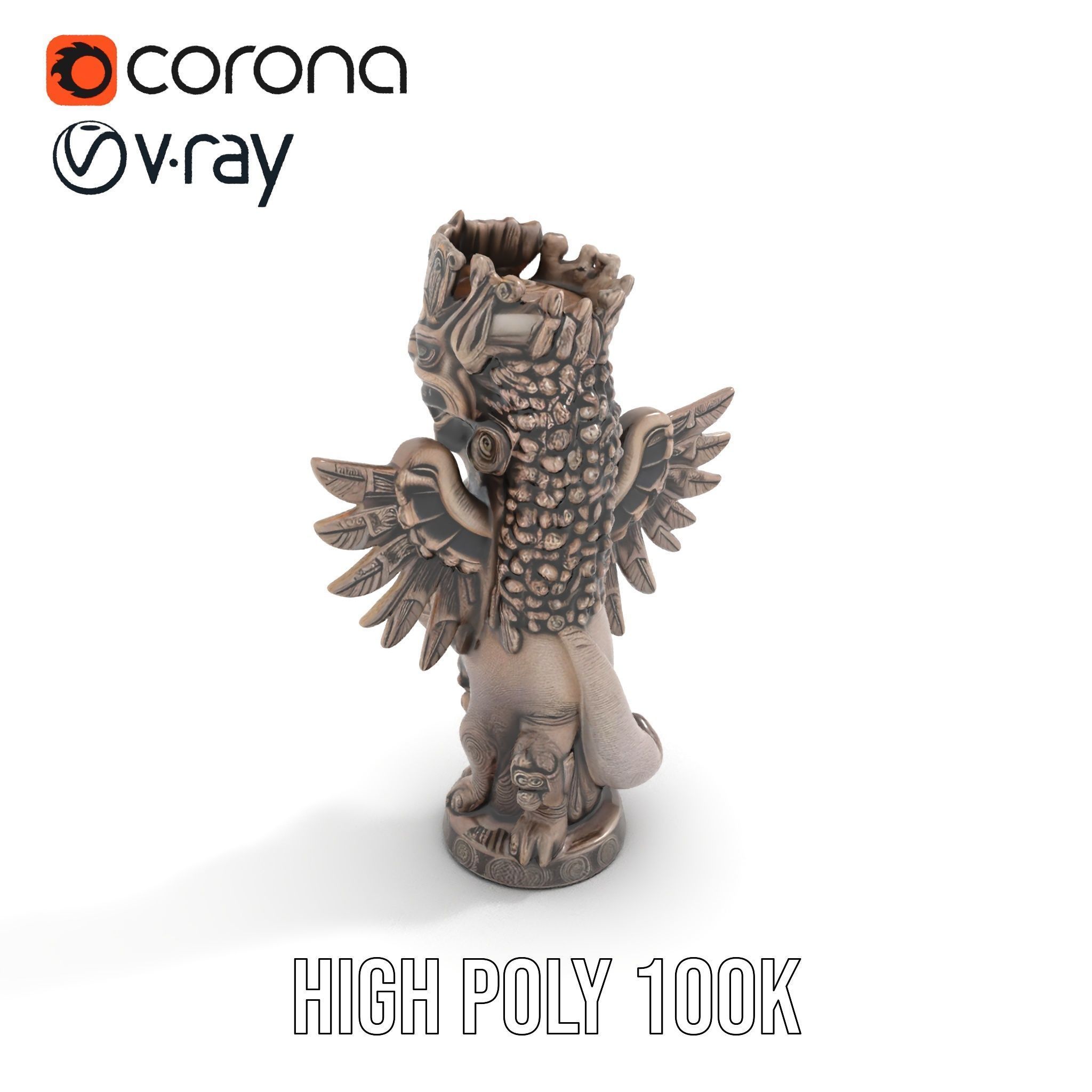 Ornate Winged Guardian Statue Model Pack Low-poly 3D model_11