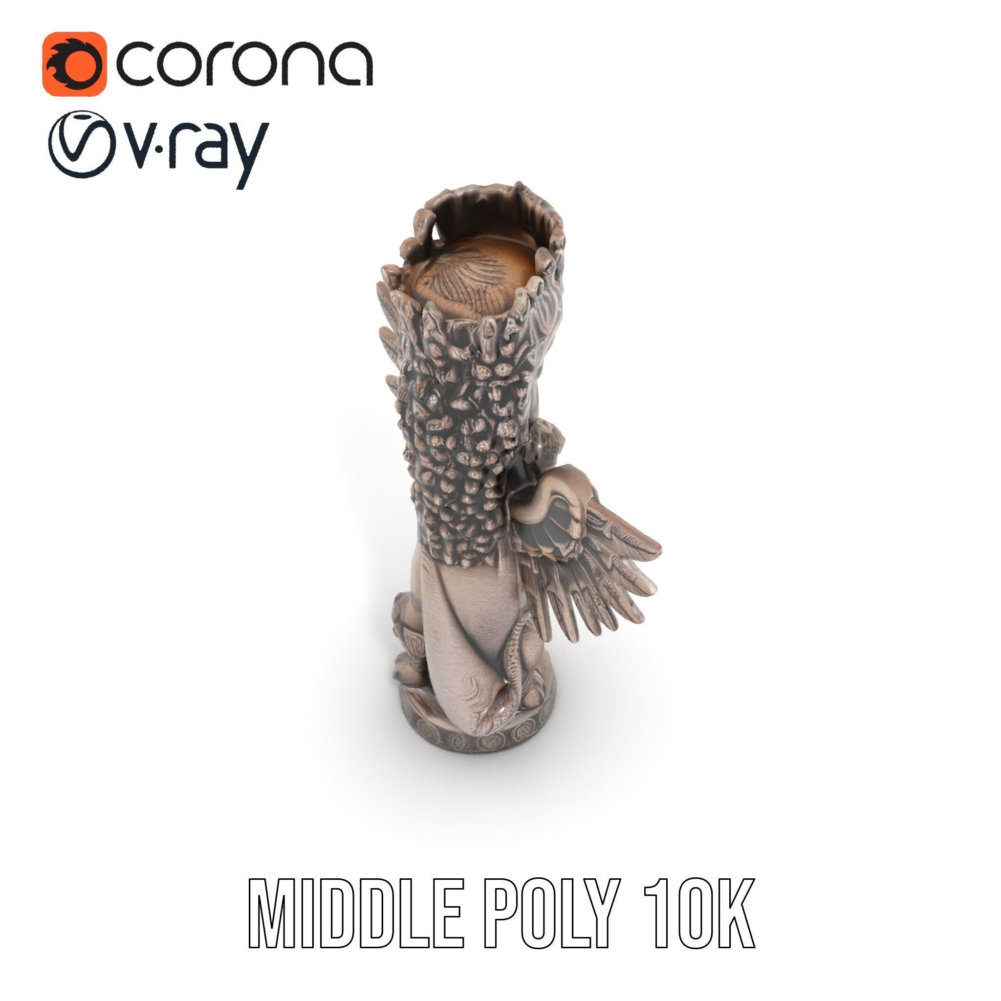 Ornate Winged Guardian Statue Model Pack Low-poly 3D model_9